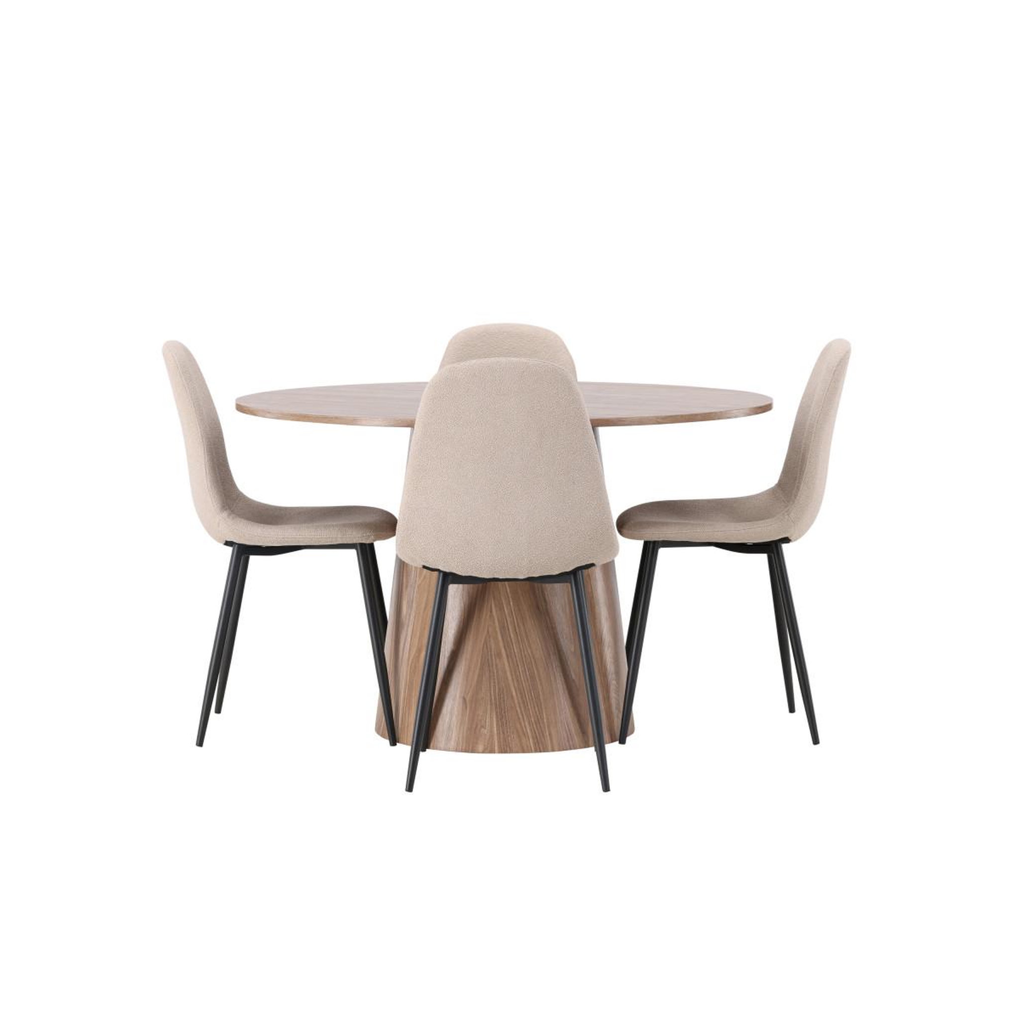 Voir la diapositive 2 : Paris Prix Ensemble table à manger & 4 chaises  lanzo & polar  120cm beige & marron
