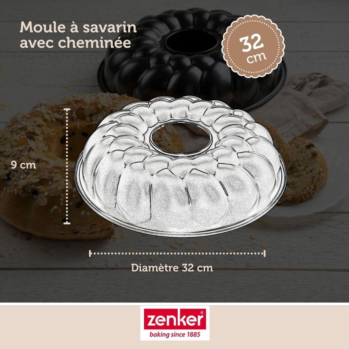 ZENKER Set pâtisserie avec moule à pain à cheminée 32 cm, 2 bols à mixer, verre mesureur et spatule Zenker