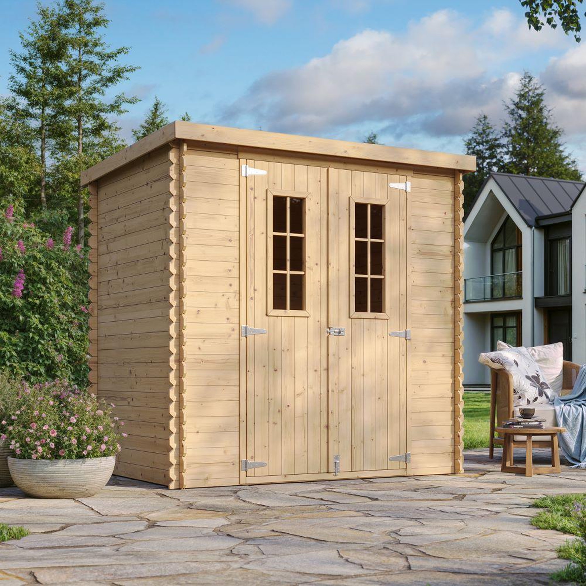 Voir la diapositive 2 : TIMBELA Abri de Jardin en Bois 2.22 m²,  Cabanon Jardin Exterieur à Outils avec sol imprégné M311C+M311G