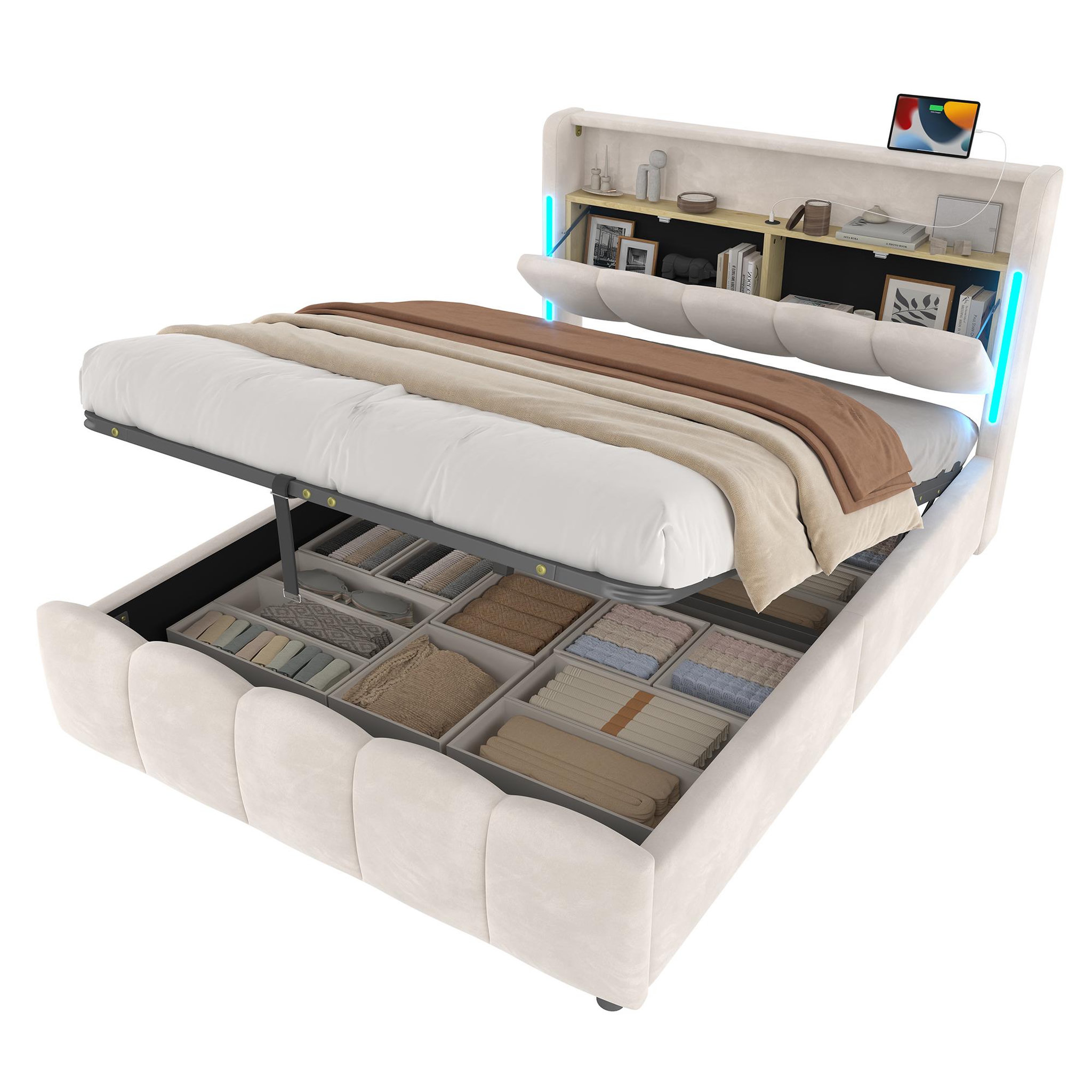 MERAX Lit coffre. Coloris disponibles : Gris