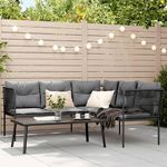 VIDAXL Ensemble de canapes de jardin et coussins noir acier textilene