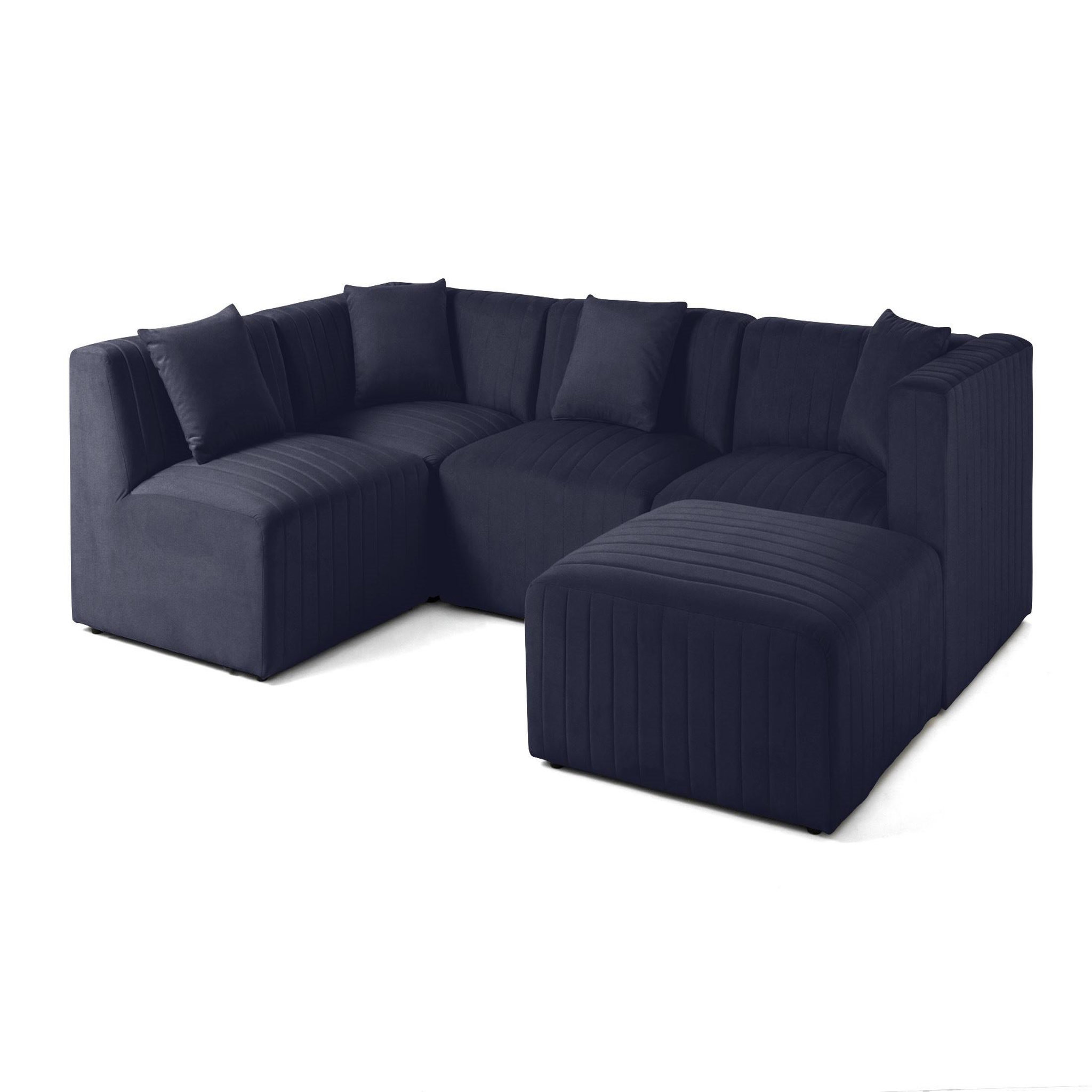 Voir la diapositive 1 : LISA DESIGN Nova - canapé modulable d'angle gauche - 5 places - avec pouf d'appoint - en velours