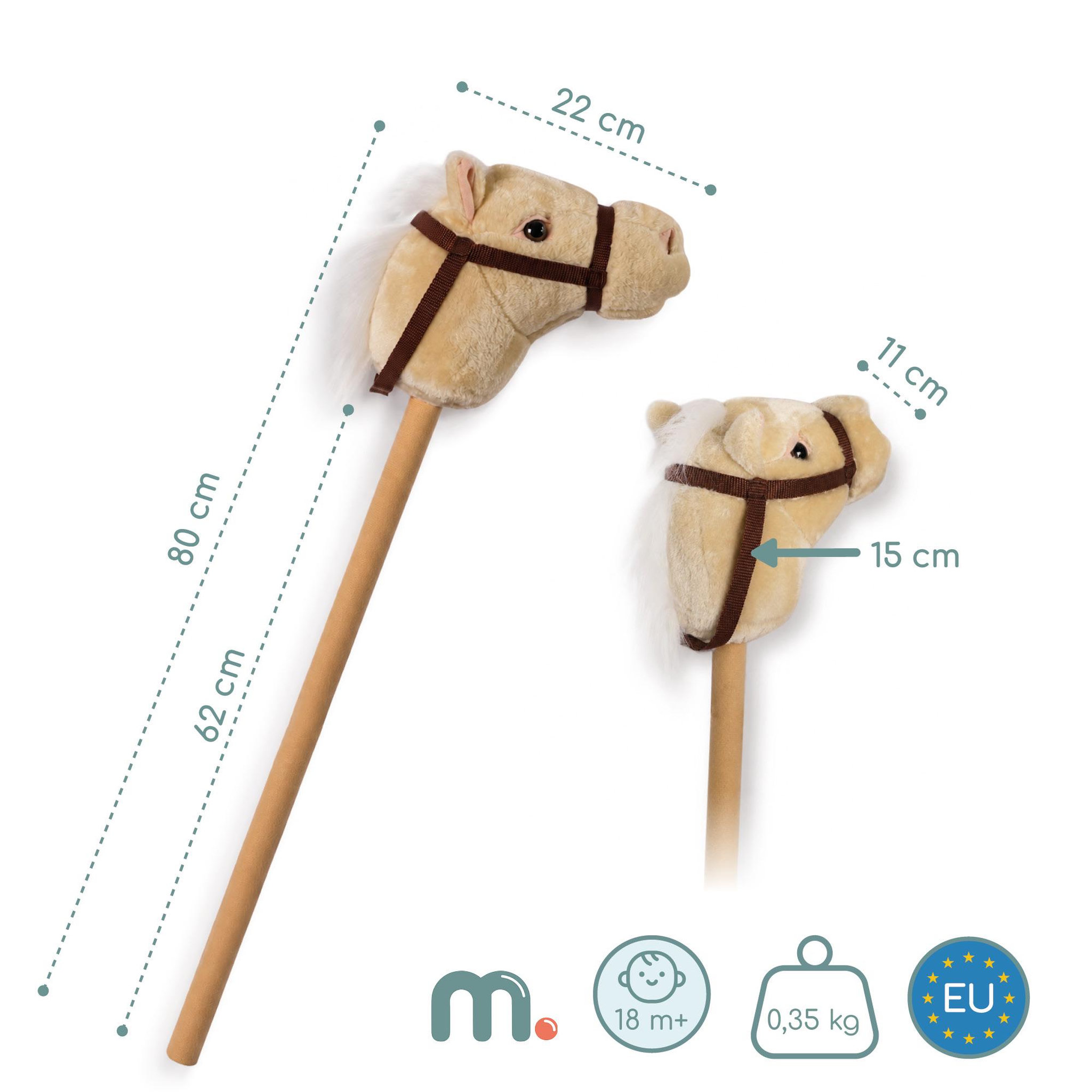 Voir la diapositive 3 : MAMABRUM Cheval à bâton Hobby Horse peluche douce Mamabrum Beige dès 18 mois 80 cm