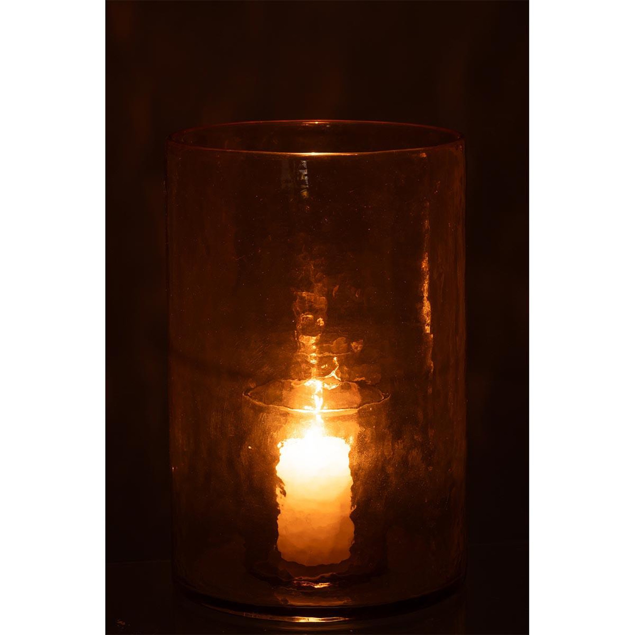 Voir la diapositive 3 : J-LINE Photophore Double en Verre  Hurricane  30cm Jaune