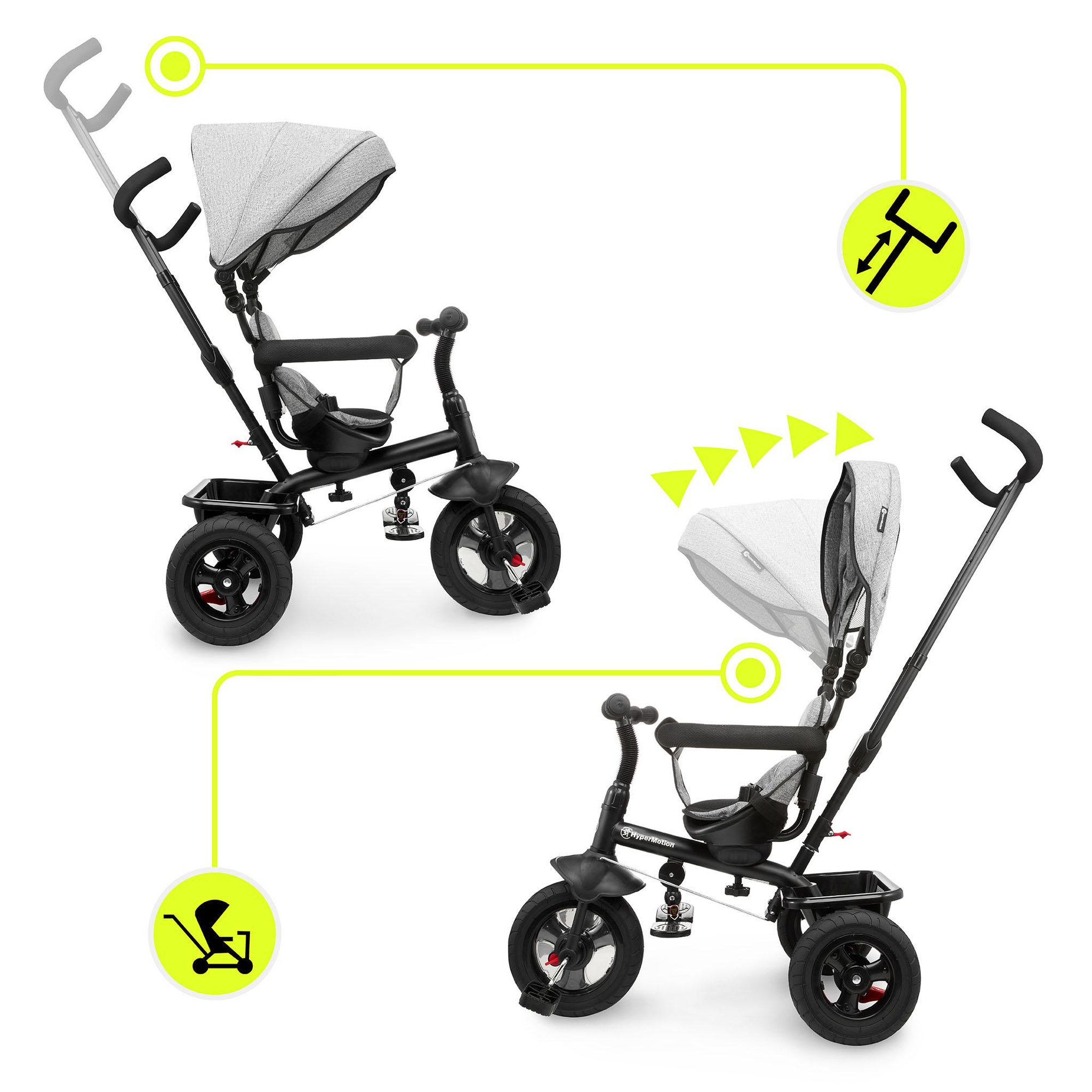 Voir la diapositive 5 : HYPERMOTION Tricycle Evolutif HyperMotion, Tricycle bébé de 1-4 ans, Vélo Enfant Pliable - Siège Réversible