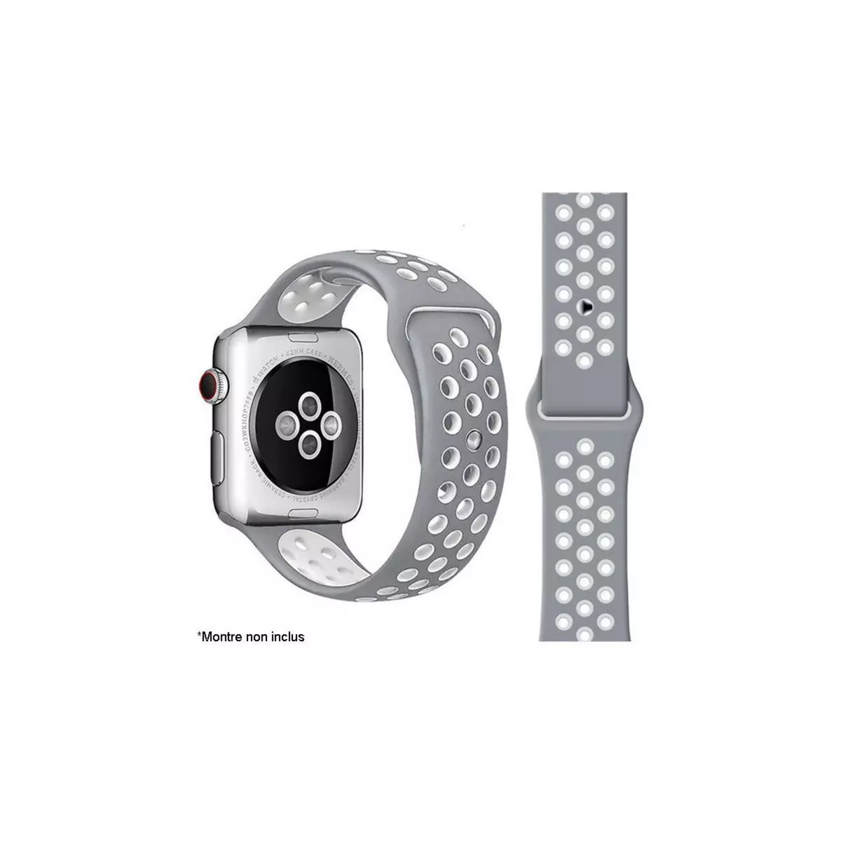 IBROZ Bracelet Apple Watch Sport 42/44/45mm gris/blanc