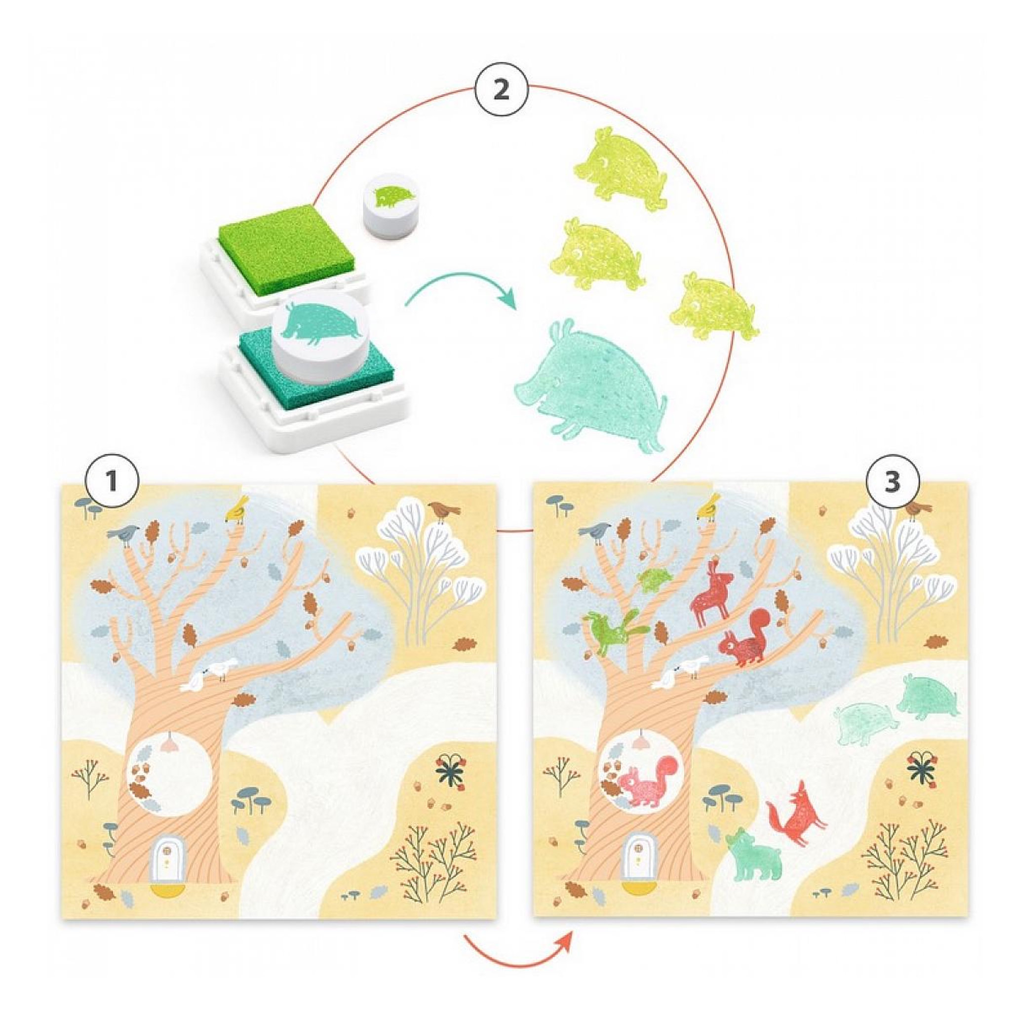 Voir la diapositive 4 : Djeco DJ09953 coffret tampons en visite