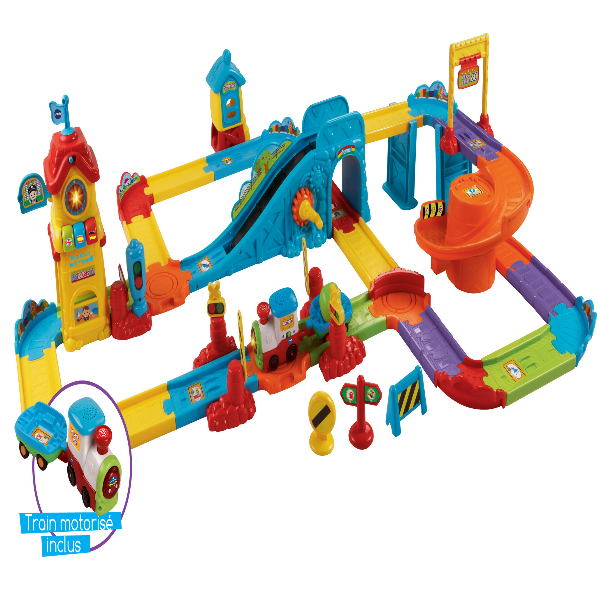Voir la diapositive 1 : VTECH Mon circuit train interactif (+Romain, le p'tit train) - Tchou Tchou Bolides 