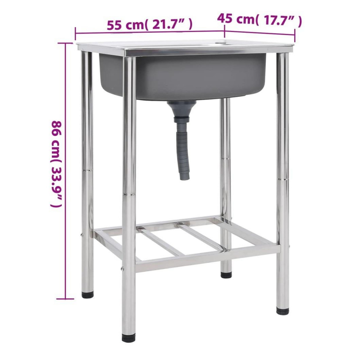 VIDAXL Evier de camping Seul lavabo Acier inoxydable