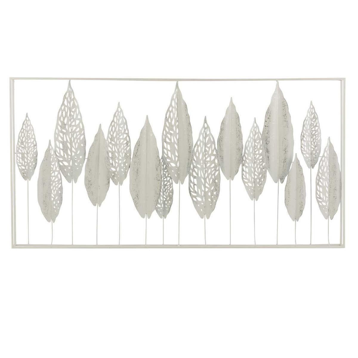 Paris Prix Décoration Murale en Métal  Feuilles  135cm Blanc
