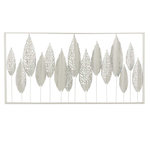 Paris Prix Décoration Murale en Métal  Feuilles  135cm Blanc