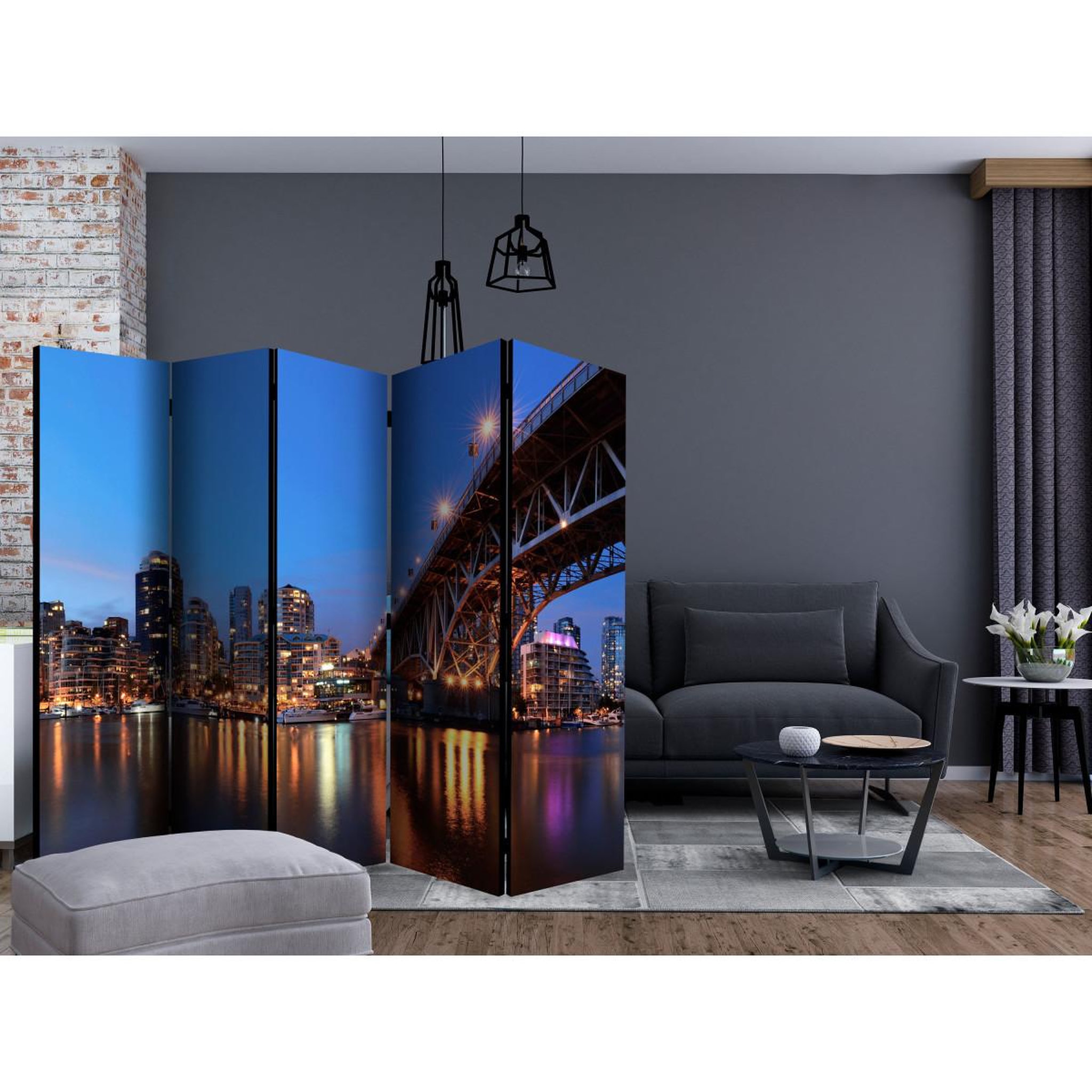 Voir la diapositive 2 : Paris Prix Paravent 5 volets  city lights  172x225cm