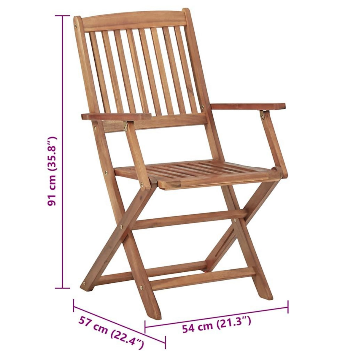 VIDAXL Chaises pliables de jardin lot de 4 avec coussins Bois d'acacia