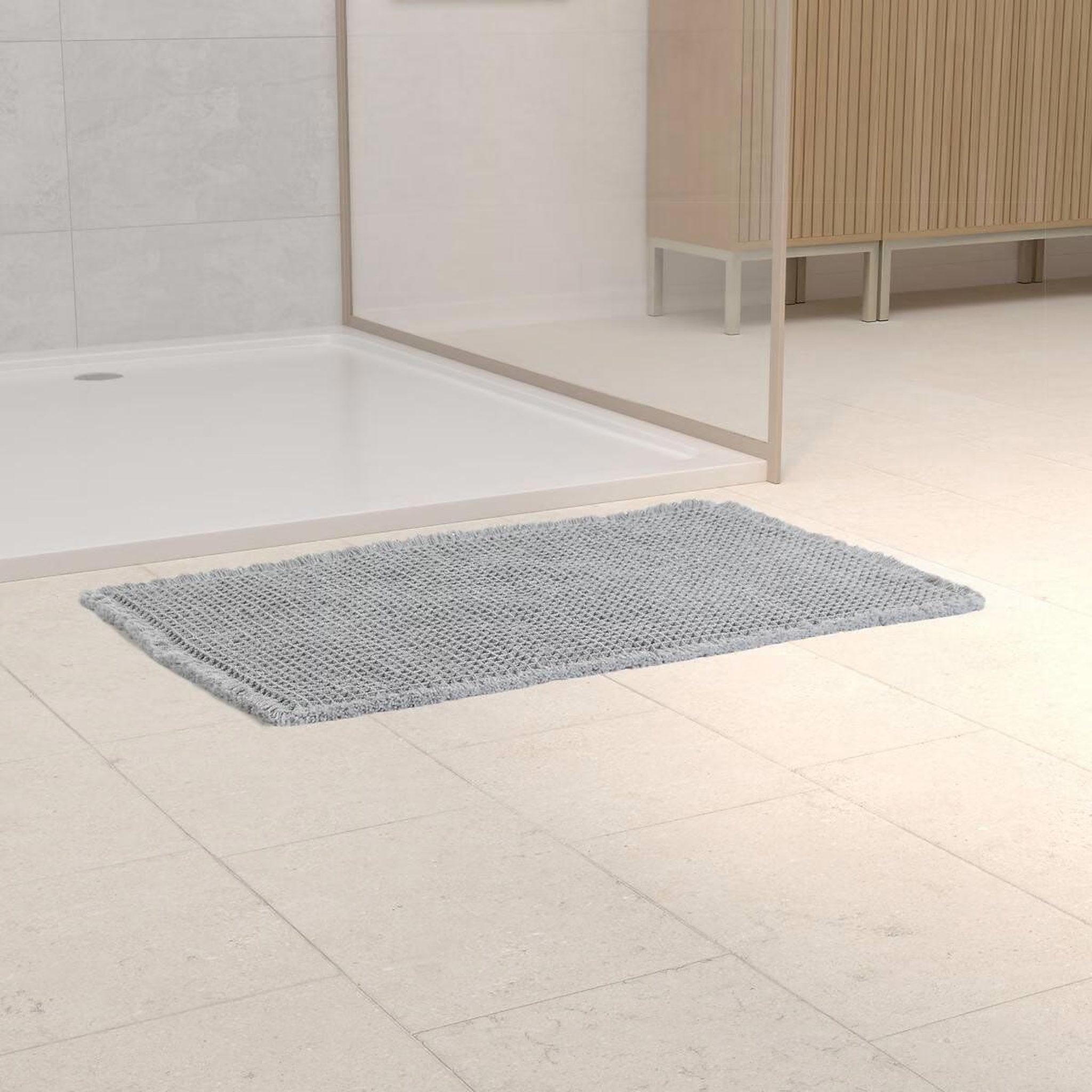 Voir la diapositive 2 : FIVE Tapis de bain  waffle  50x80cm gris
