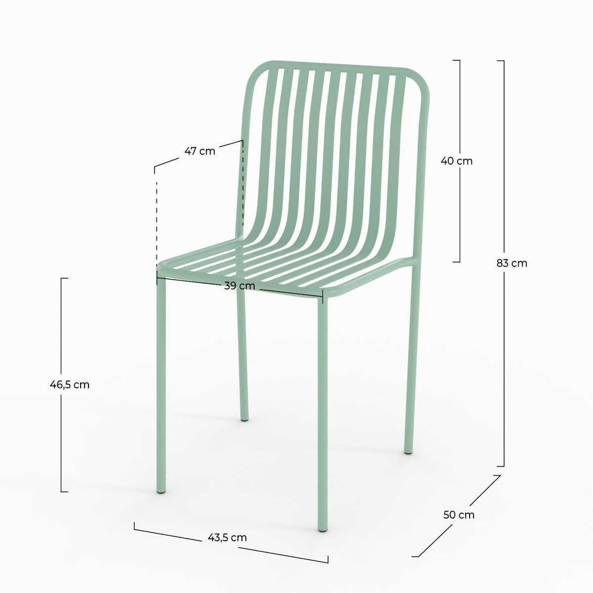 Rendez vous déco Lot de 2 chaises de jardin en métal vert clair-Yumi