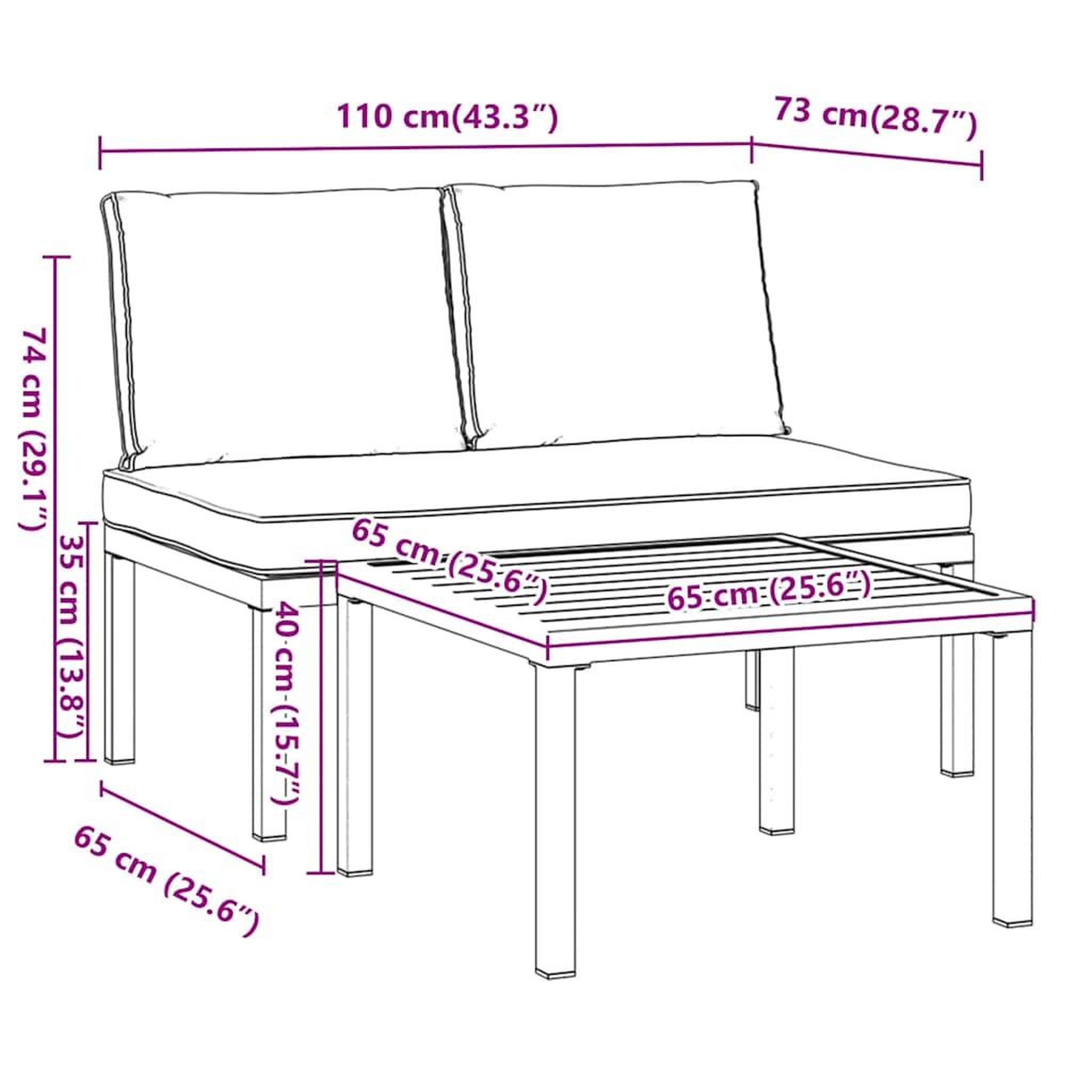 Voir la diapositive 6 : VIDAXL Salon de jardin 2 pcs avec coussins noir aluminium