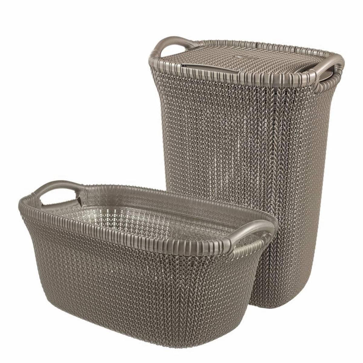 CURVER Curver Panier a linge Knit 40 L Marron metallique