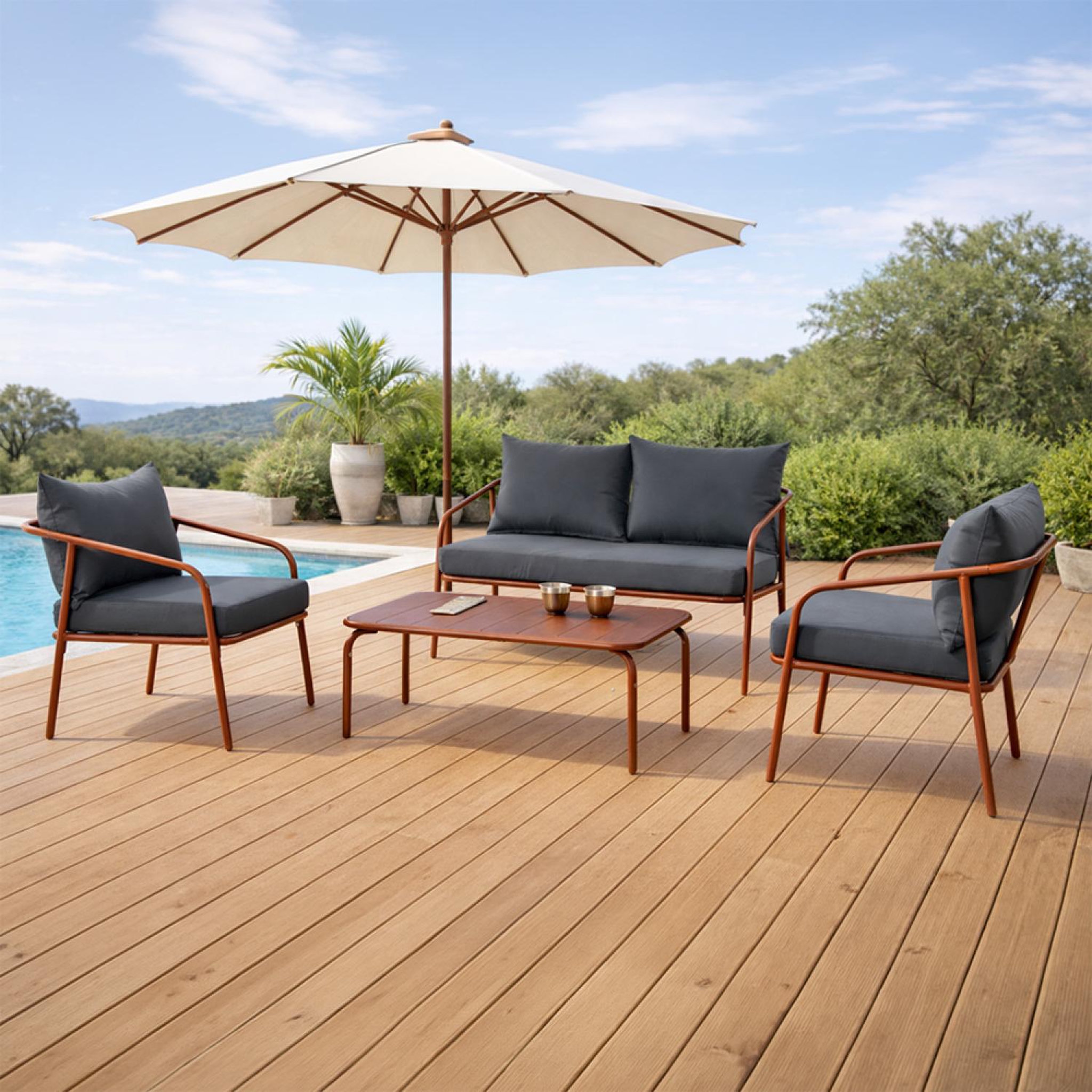 Voir la diapositive 2 : CONCEPT USINE Salon de jardin 4 places terracotta bergame