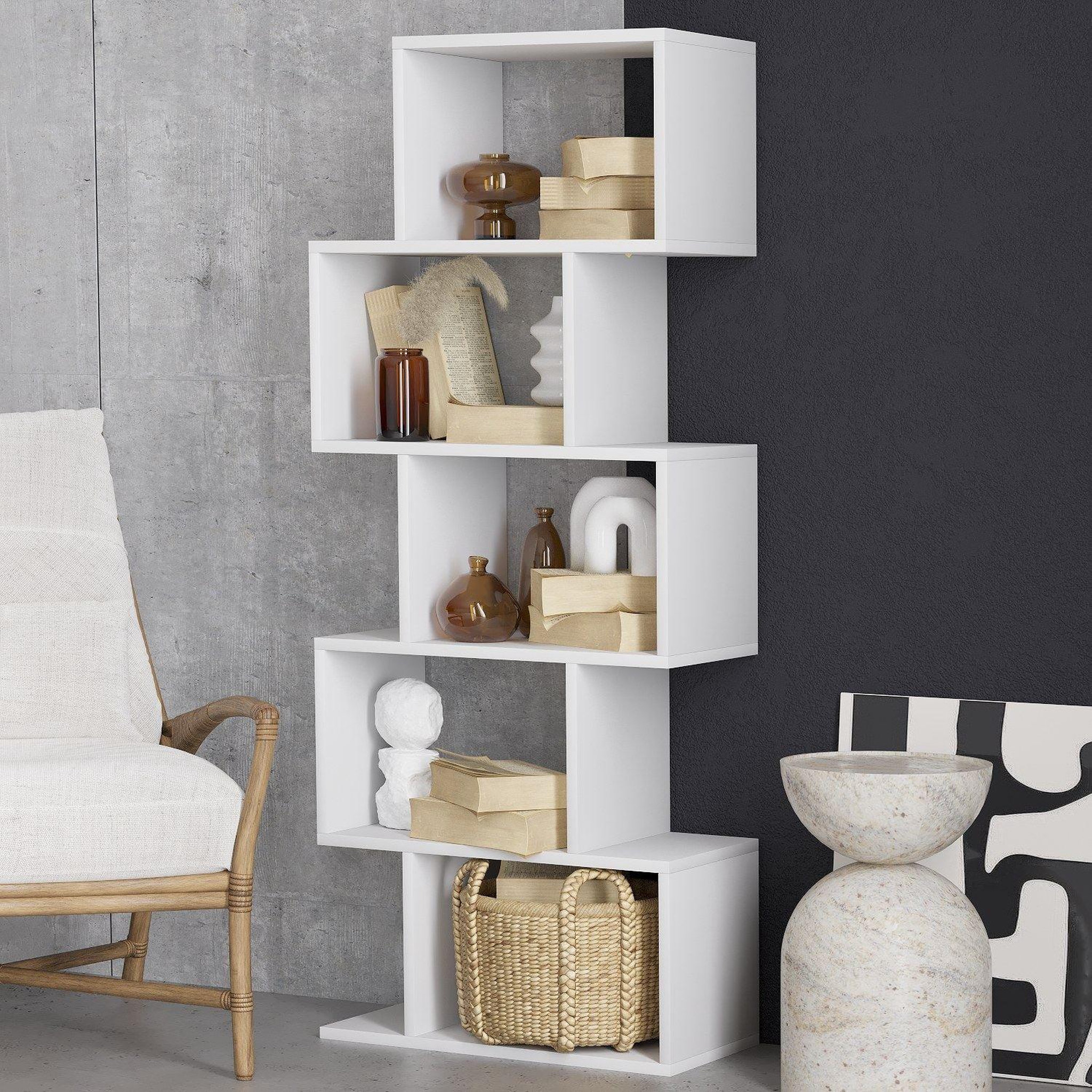 Voir la diapositive 4 : Habitat et Jardin Bibliothèque en bois  Meric  60 x 30 x 150 cm - Blanc