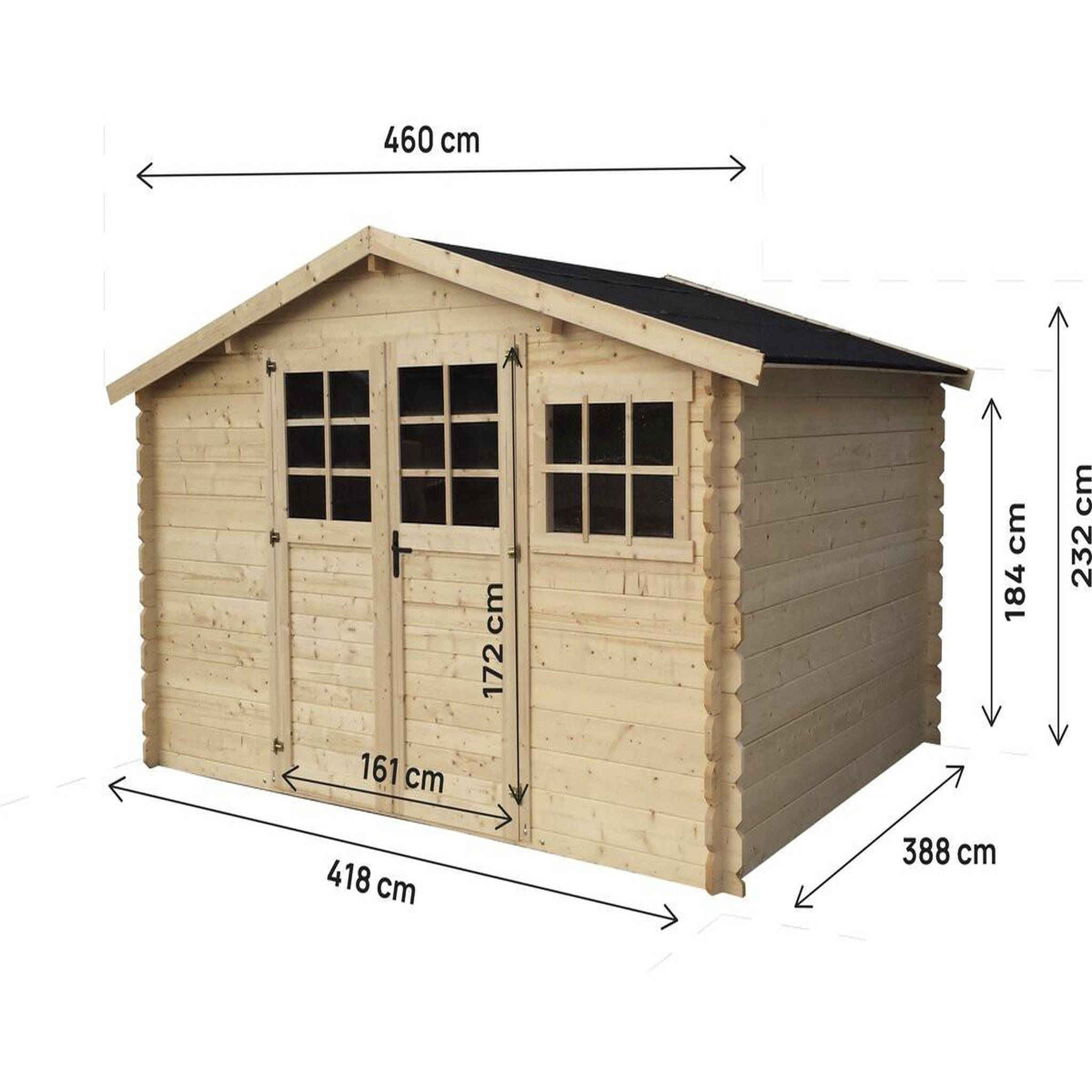 Voir la diapositive 3 : Habitat et Jardin Abri de jardin en bois  rocval  - 456 x 425 x 232 cm - 19.42 m² - 28 mm