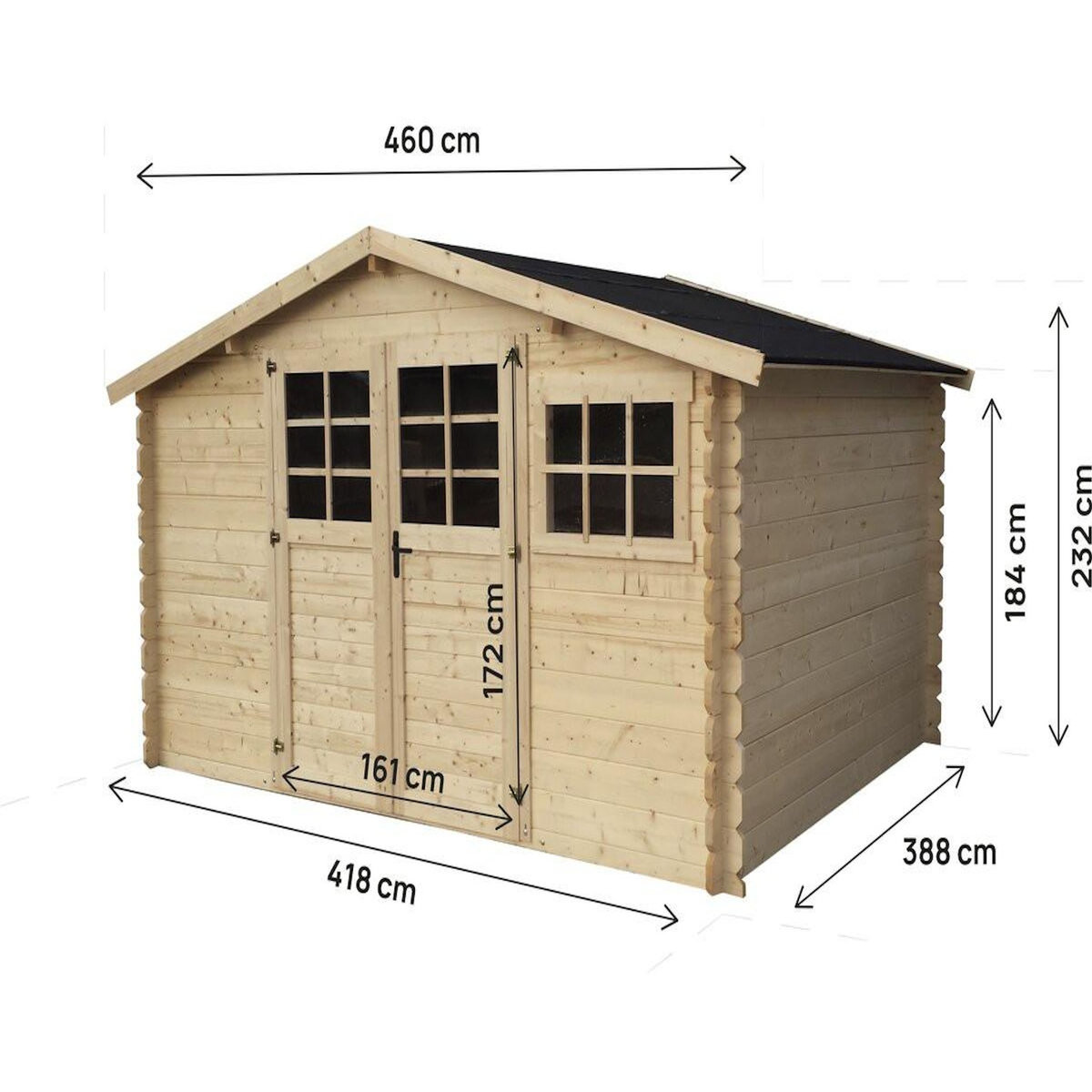 Habitat et Jardin Abri de jardin en bois  Rocval  - 456 x 425 x 232 cm - 19.42 m² - 28 mm