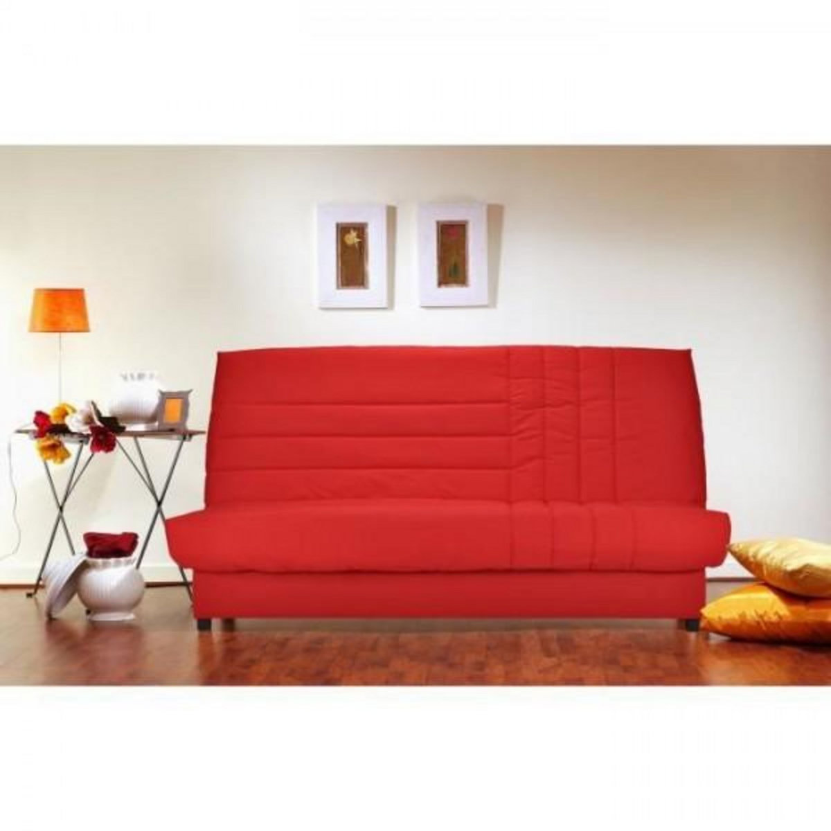BULTEX COMFORT BULTEX Banquette clic-clac 3 places - Tissu rougeL 192 x P 95 cm - BEIJA