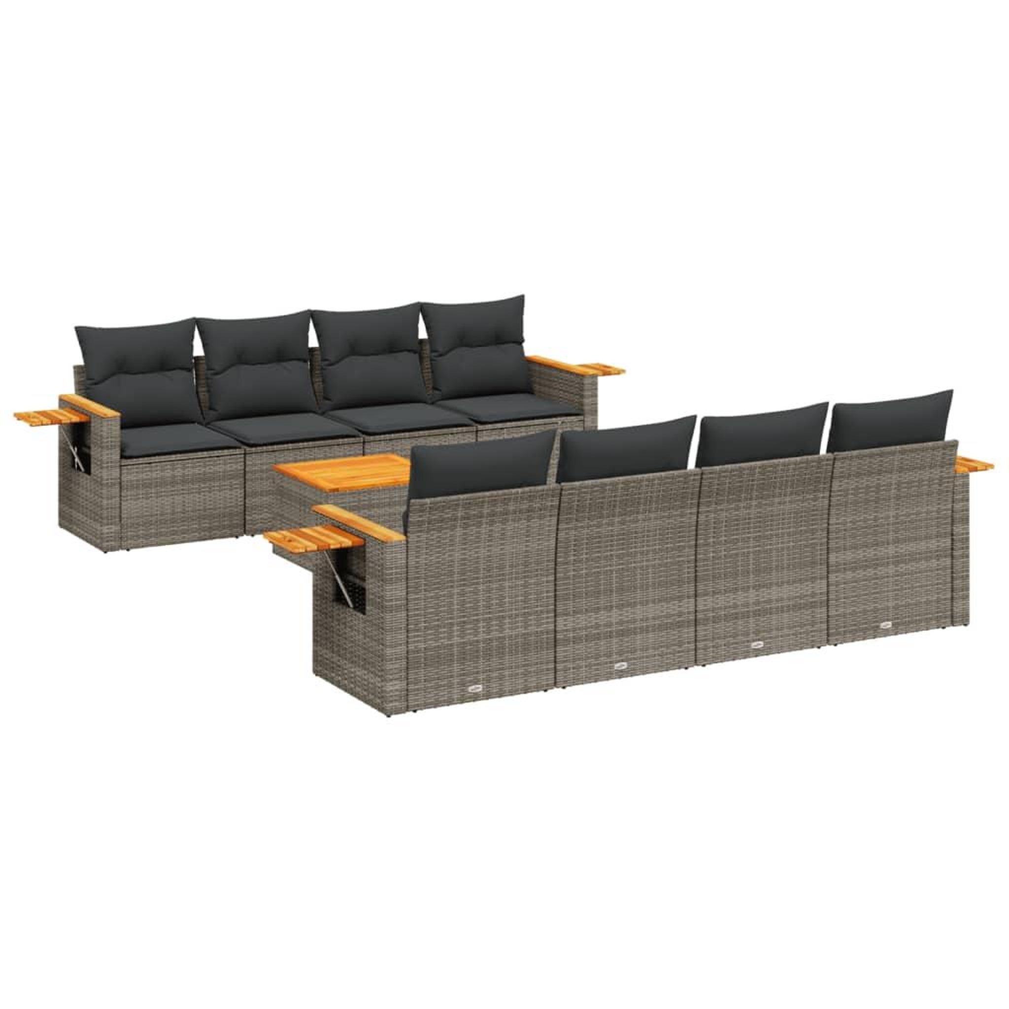 Voir la diapositive 2 : VIDAXL Salon de jardin 9 pcs avec coussins gris resine tressee