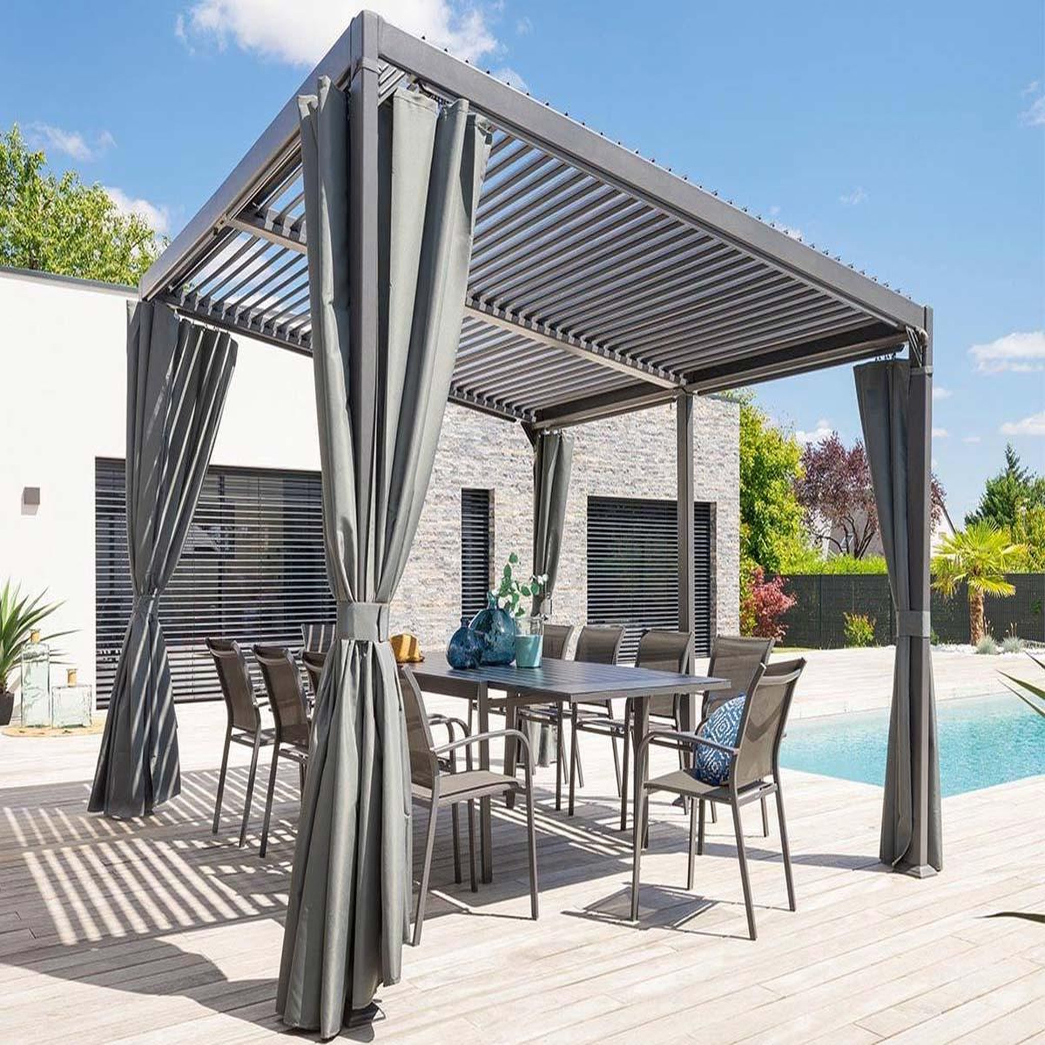 Voir la diapositive 2 : HESPERIDE Pergola bioclimatique avila graphite 4 x 3 m - hespéride