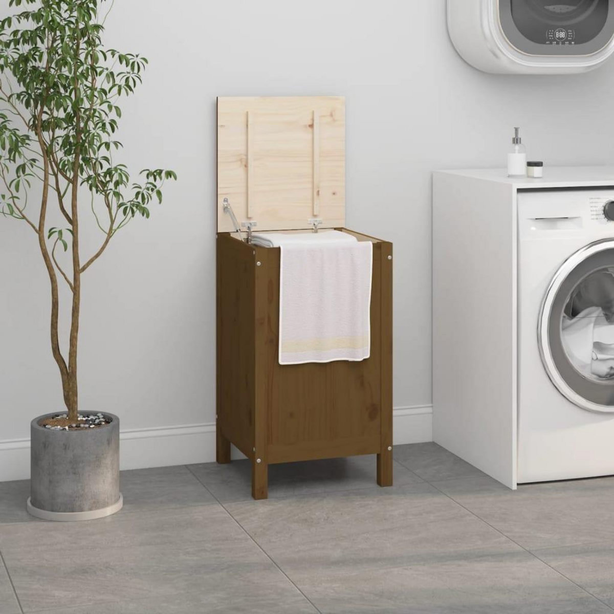 VIDAXL Boîte a linge Marron miel 44x44x76 cm Bois massif de pin