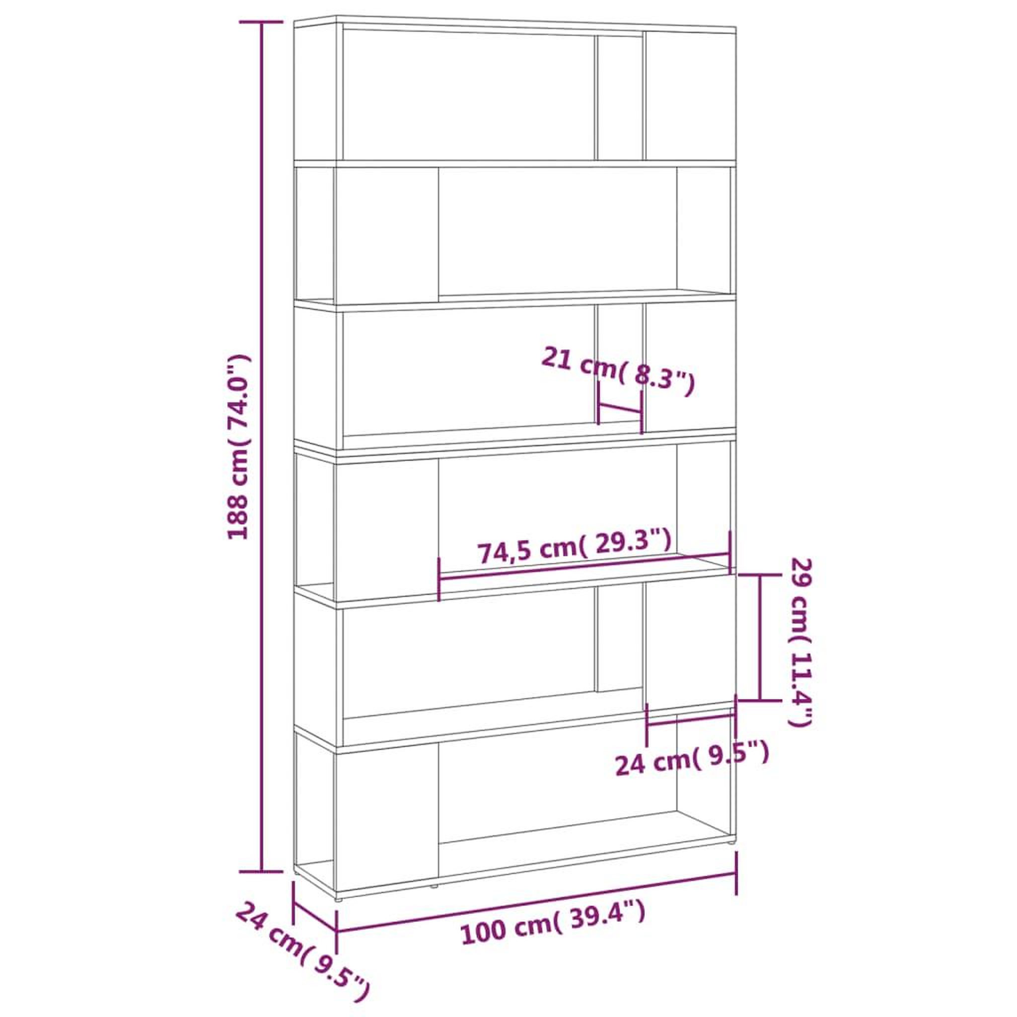Voir la diapositive 6 : VIDAXL Bibliotheque/Separateur de piece Blanc 100x24x188 cm