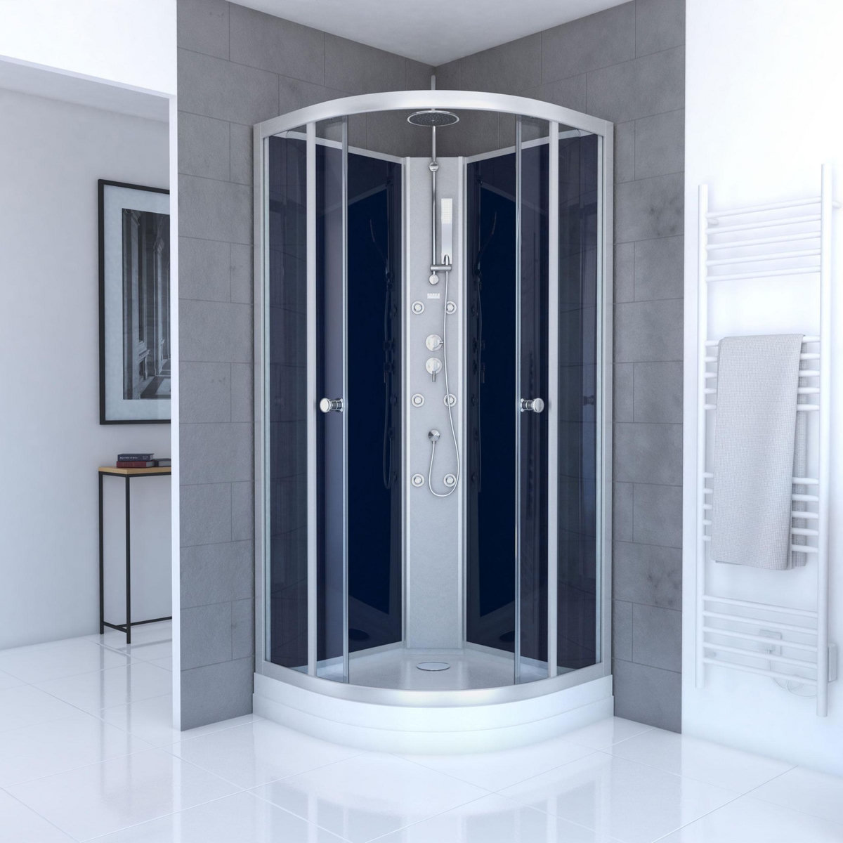 Aurlane Cabine de douche 1/4 de cercle - 85x85x225cm - NIGHTY