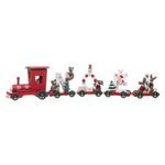 FEERIC LIGHT & CHRISTMAS Train & 4 Wagons Déco  Soir de Noël  44cm Rouge