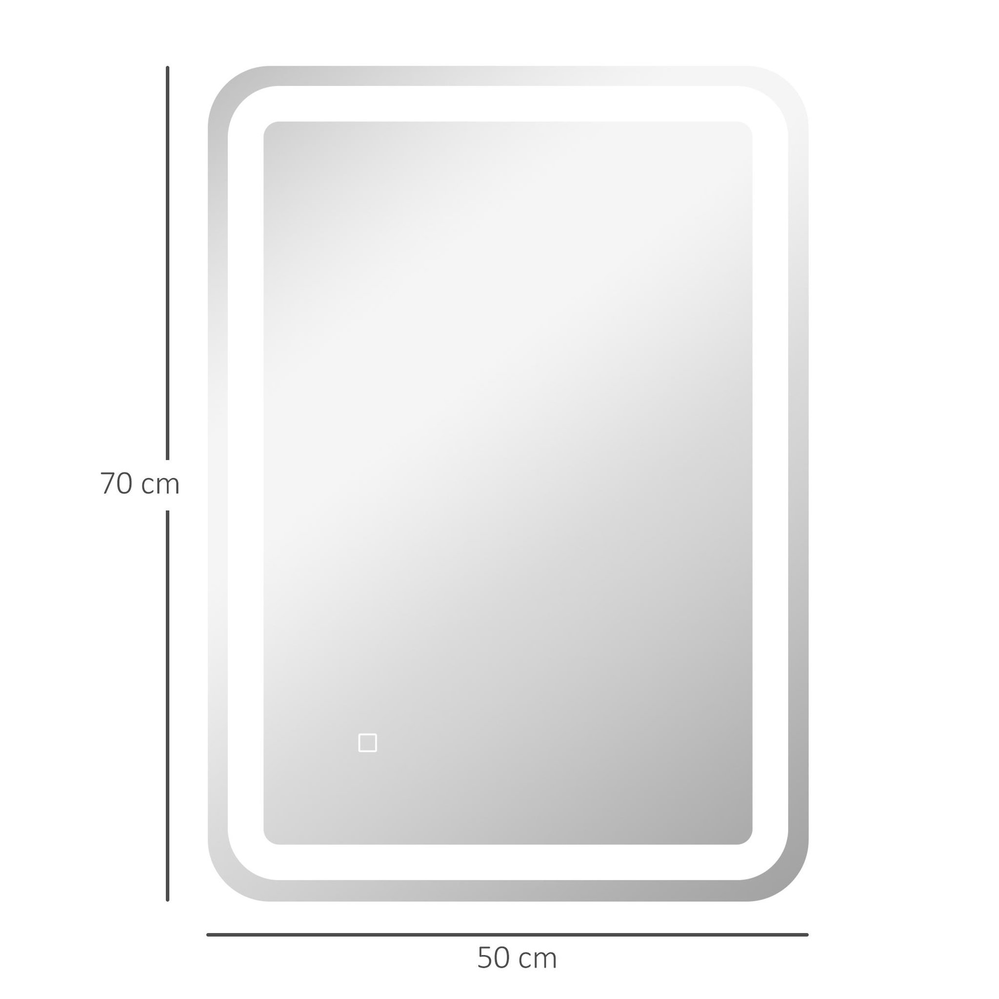 Voir la diapositive 3 : HOMCOM Miroir lumineux led 35w antibué réglable interrupteur tactile dim. 50l x 4p x 70h cm
