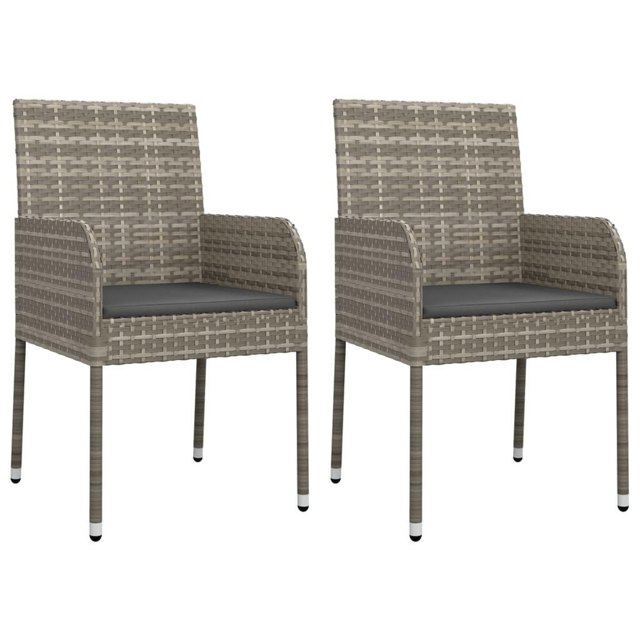 Voir la diapositive 4 : VIDAXL Ensemble a manger de jardin 3 pcs coussins gris resine tressee