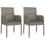 Voir la diapositive 4 : VIDAXL Ensemble a manger de jardin 3 pcs coussins gris resine tressee