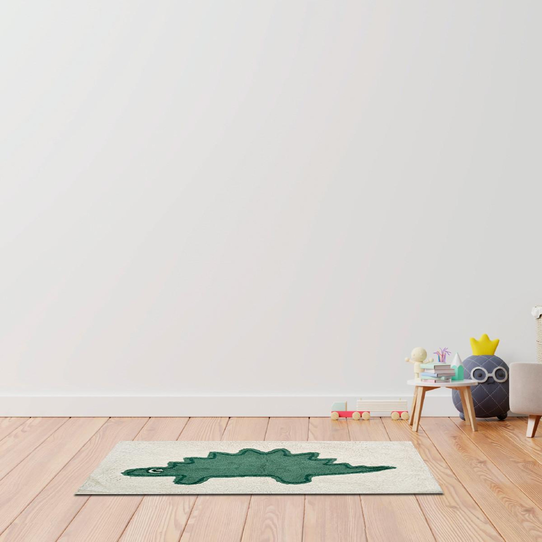 Voir la diapositive 2 : FUTURE HOME Tapis enfant dinosaure en coton tufté 60x90cm