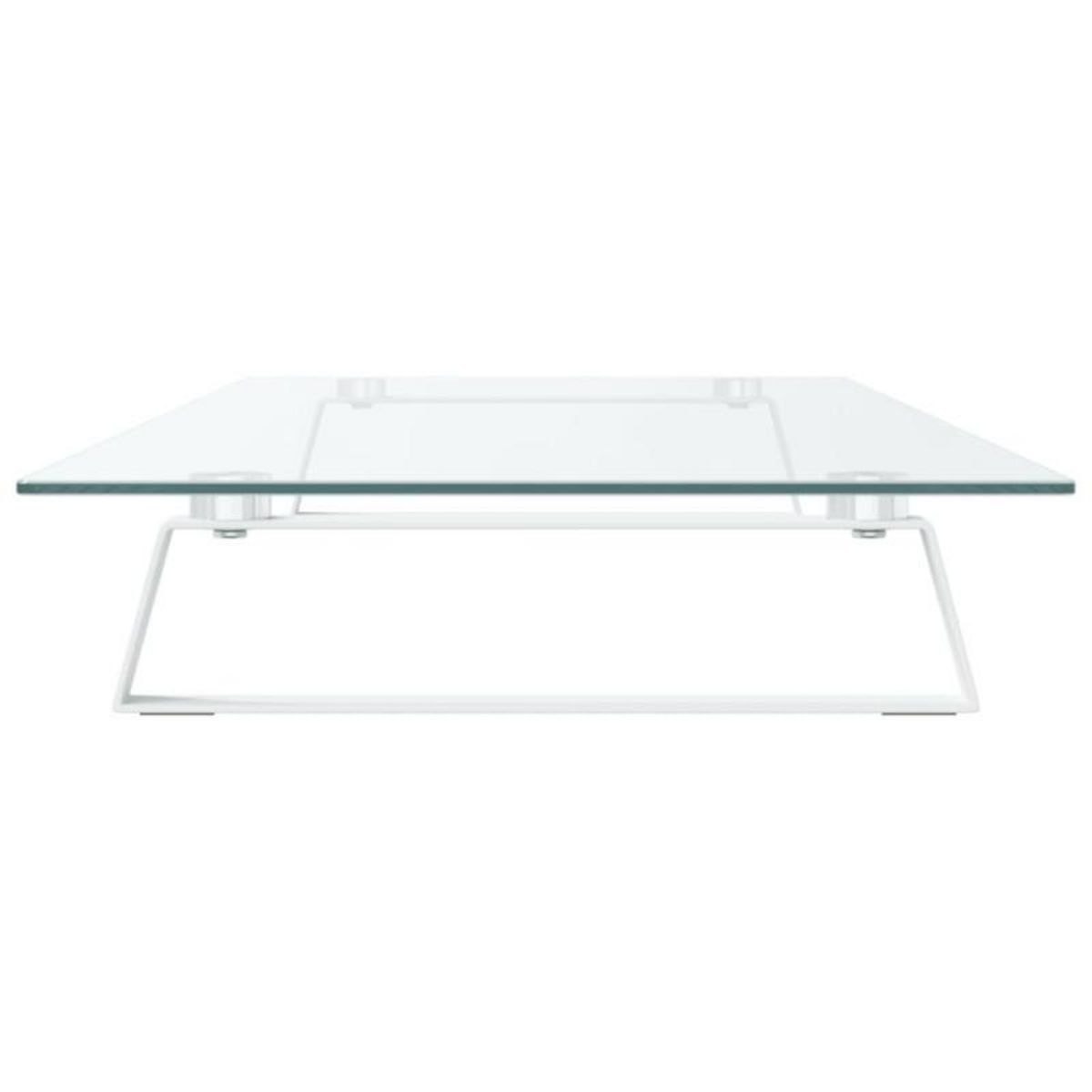 VIDAXL Support de moniteur blanc 100x35x8 cm verre trempé et métal
