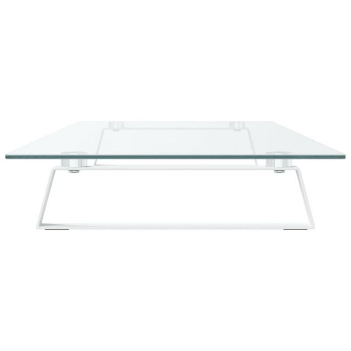 VIDAXL Support de moniteur blanc 100x35x8 cm verre trempé et métal