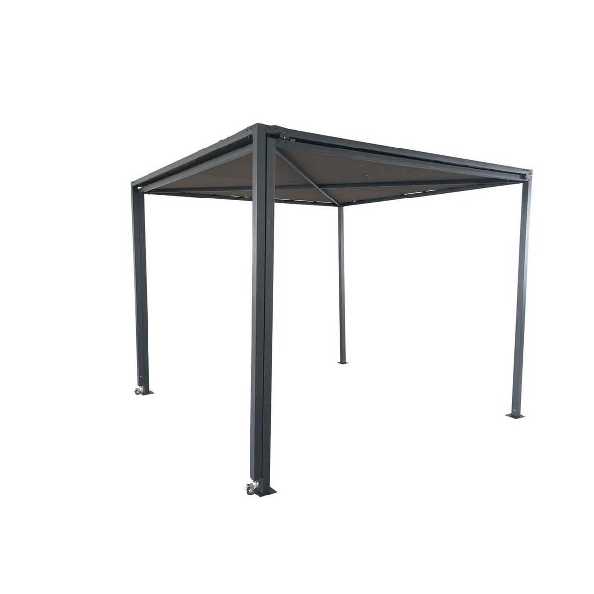CONCEPT USINE Pergola coulissante avec roues 5,5 x 2,5 m gris et taupe GIBARA