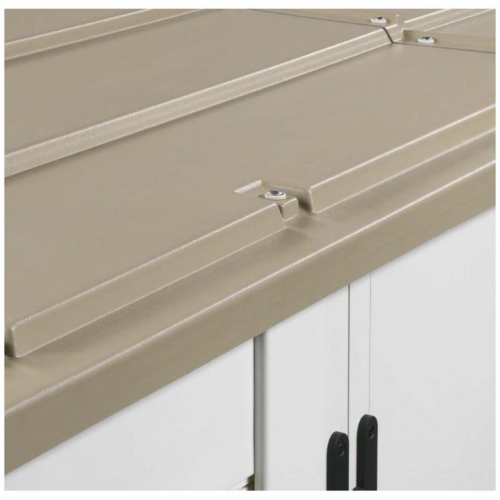 Voir la diapositive 7 : Coffre de rangement jardin rangement à vélo résine - 1930L - Beige et marron clair - BOX EVO 200
