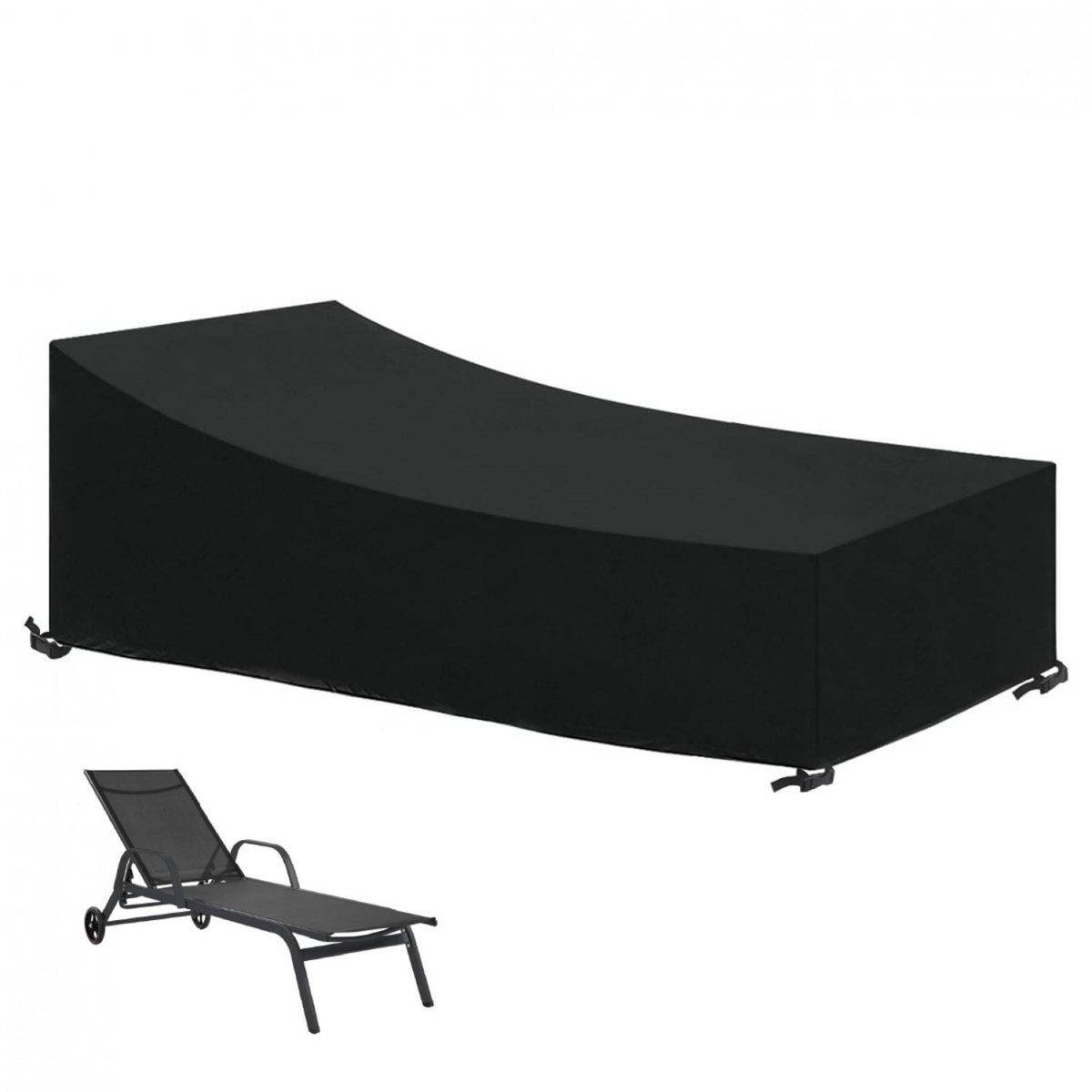 LINXOR Bâche, housse de protection imperméable pour transat - 210 x 75 cm - Noir