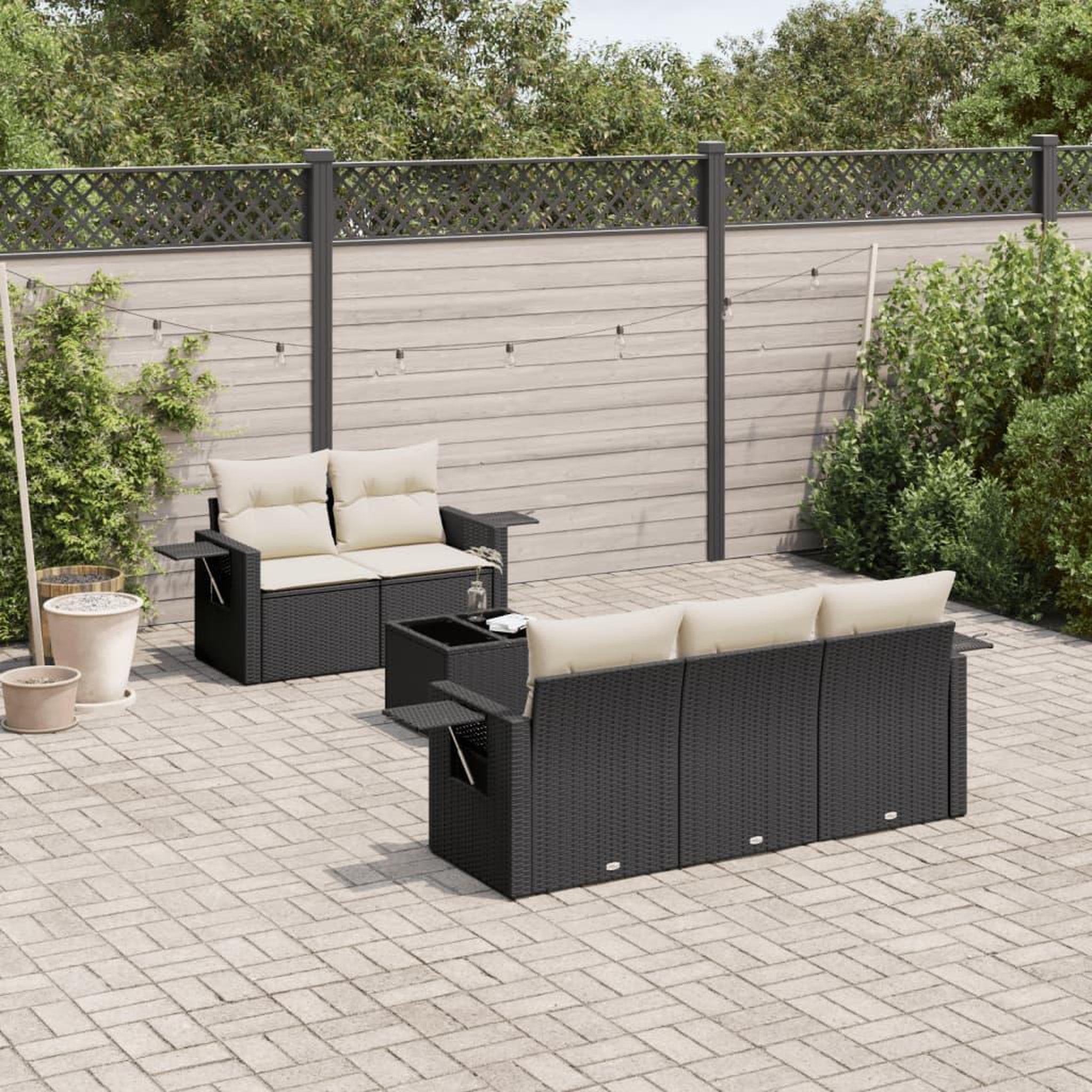 VIDAXL Salon de jardin 6 pcs avec coussins noir resine tressee