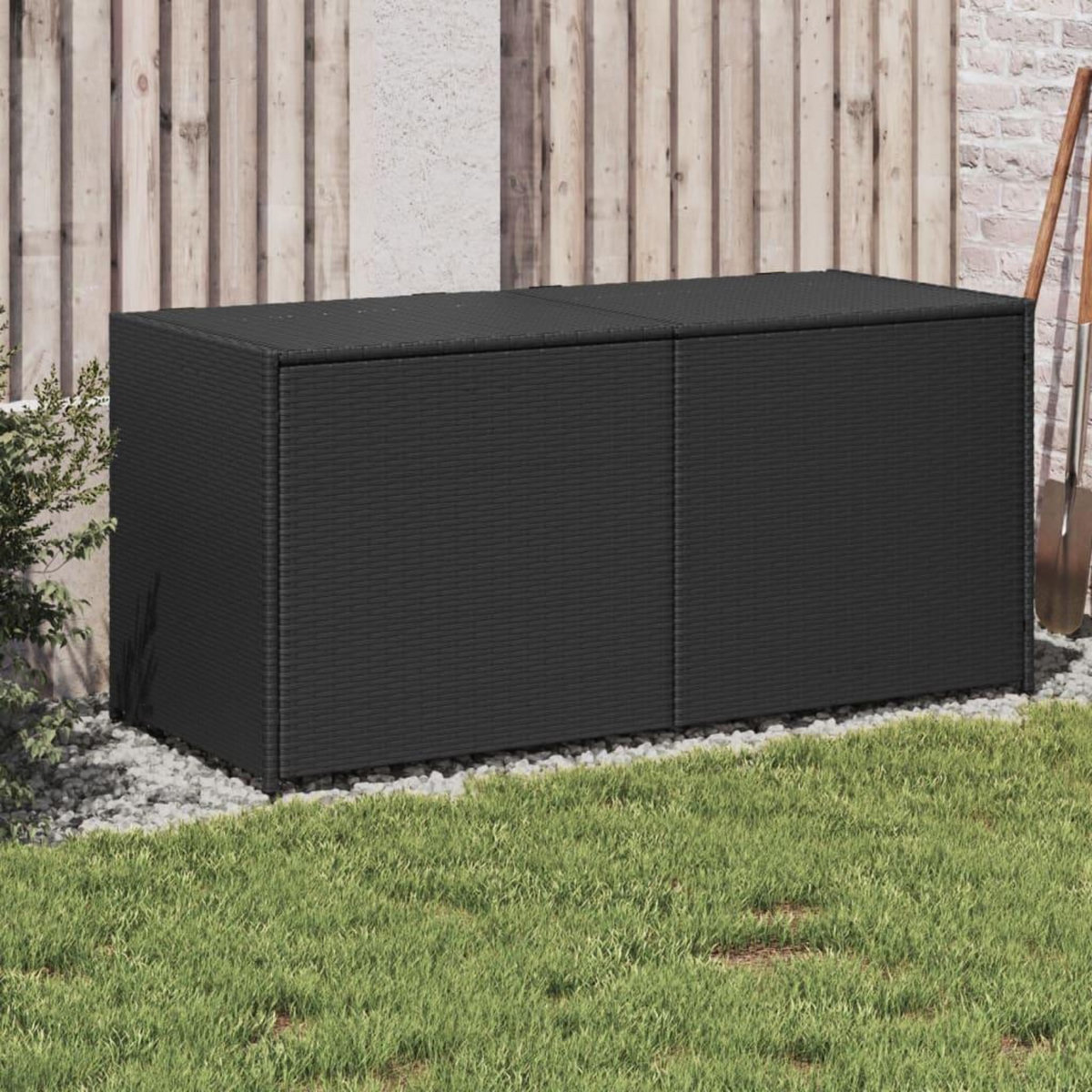 VIDAXL Boîte de rangement de jardin noir 283L resine tressee