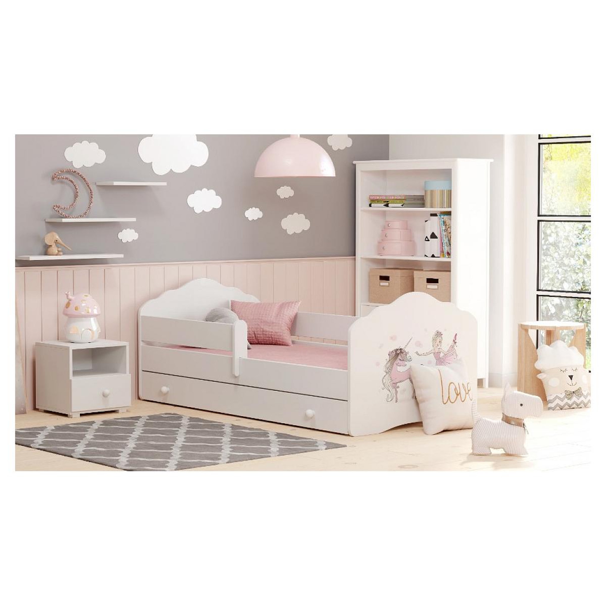 Voir la diapositive 2 : KOBI Lit enfant FALA BAR+SZU 160x80 Danseuse avec tiroir de rangement avec matelas