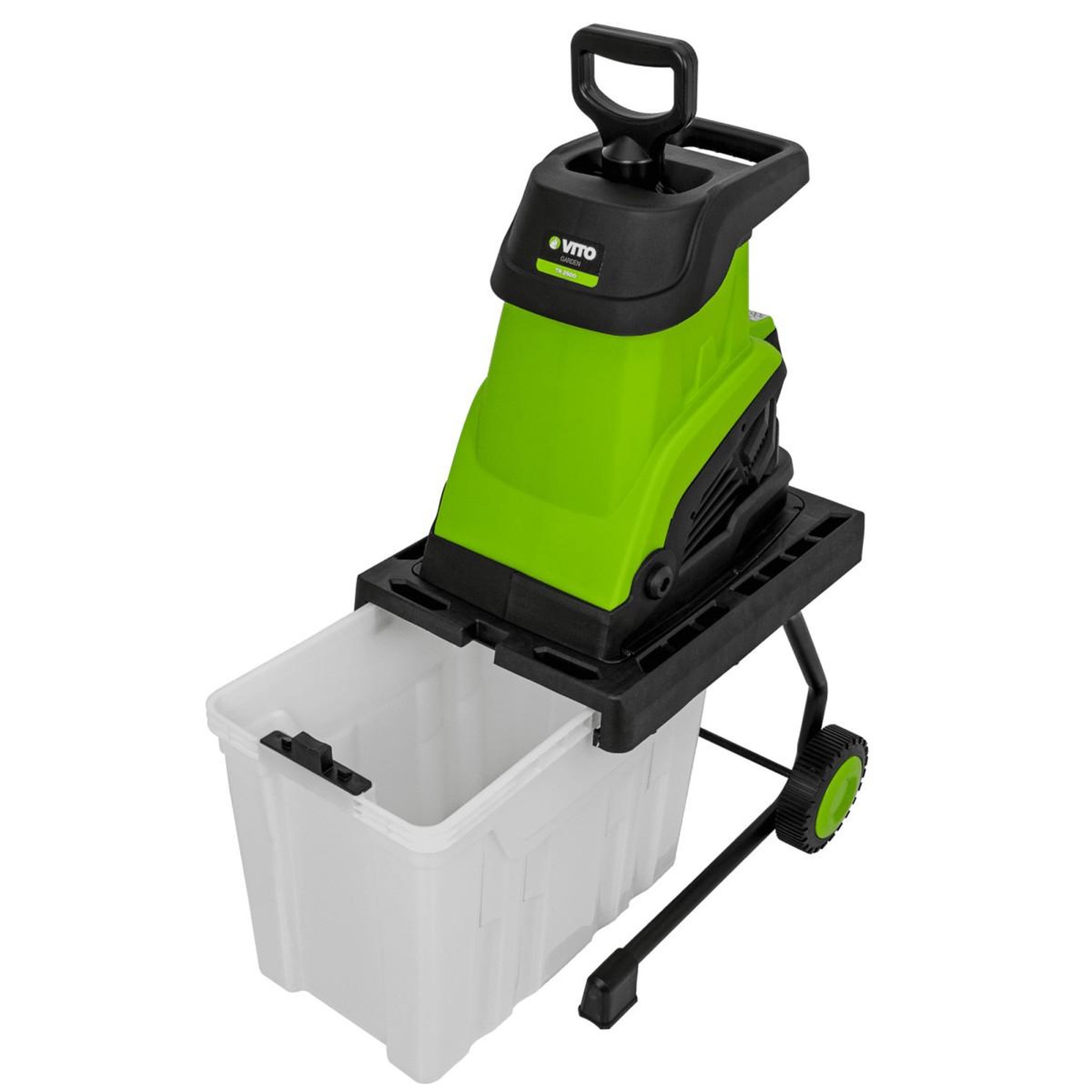 Voir la diapositive 3 : VITO Broyeur de végétaux 2500w bac 45l coupe branches 45mm elagage jardinage taillage vito