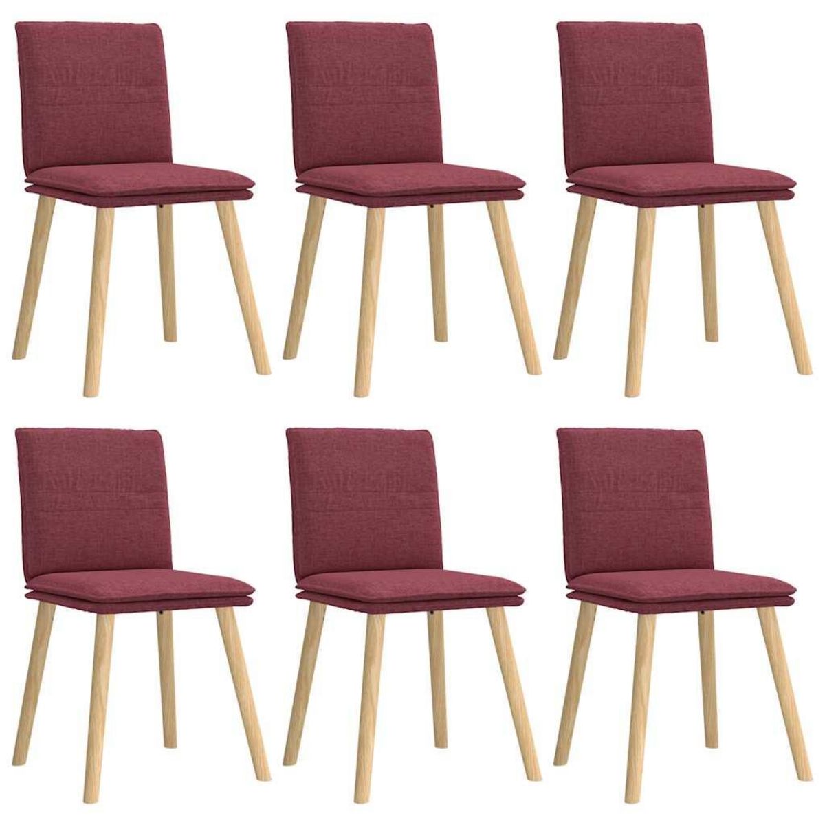 VIDAXL Chaises a manger lot de 6 rouge bordeaux tissu