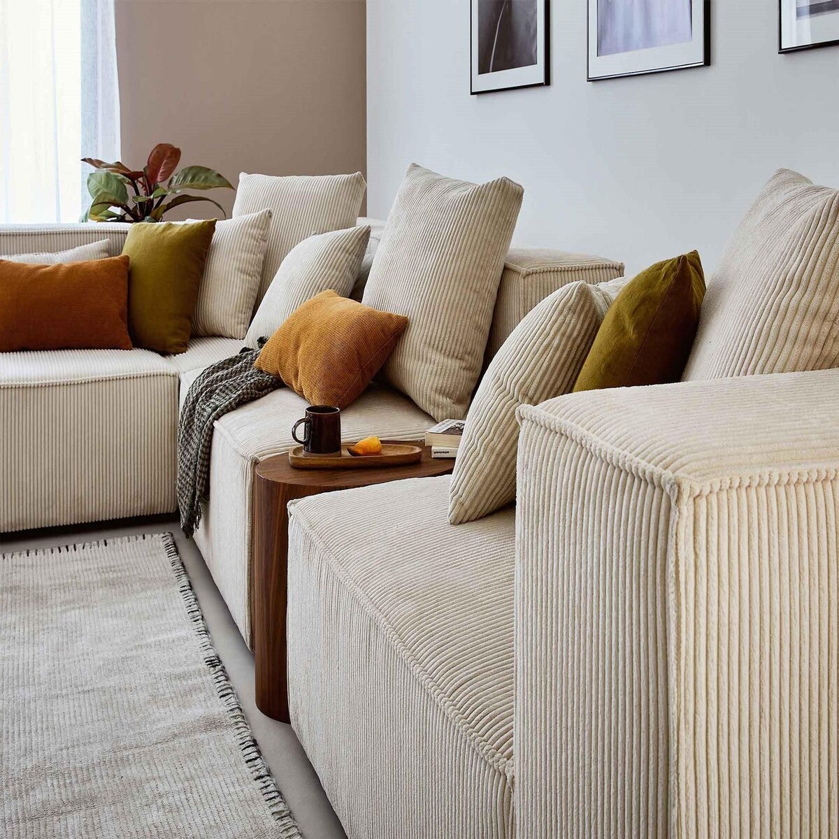 LISA DESIGN Colombine - canapé modulable d'angle gauche - 6 places - en velours côtelé