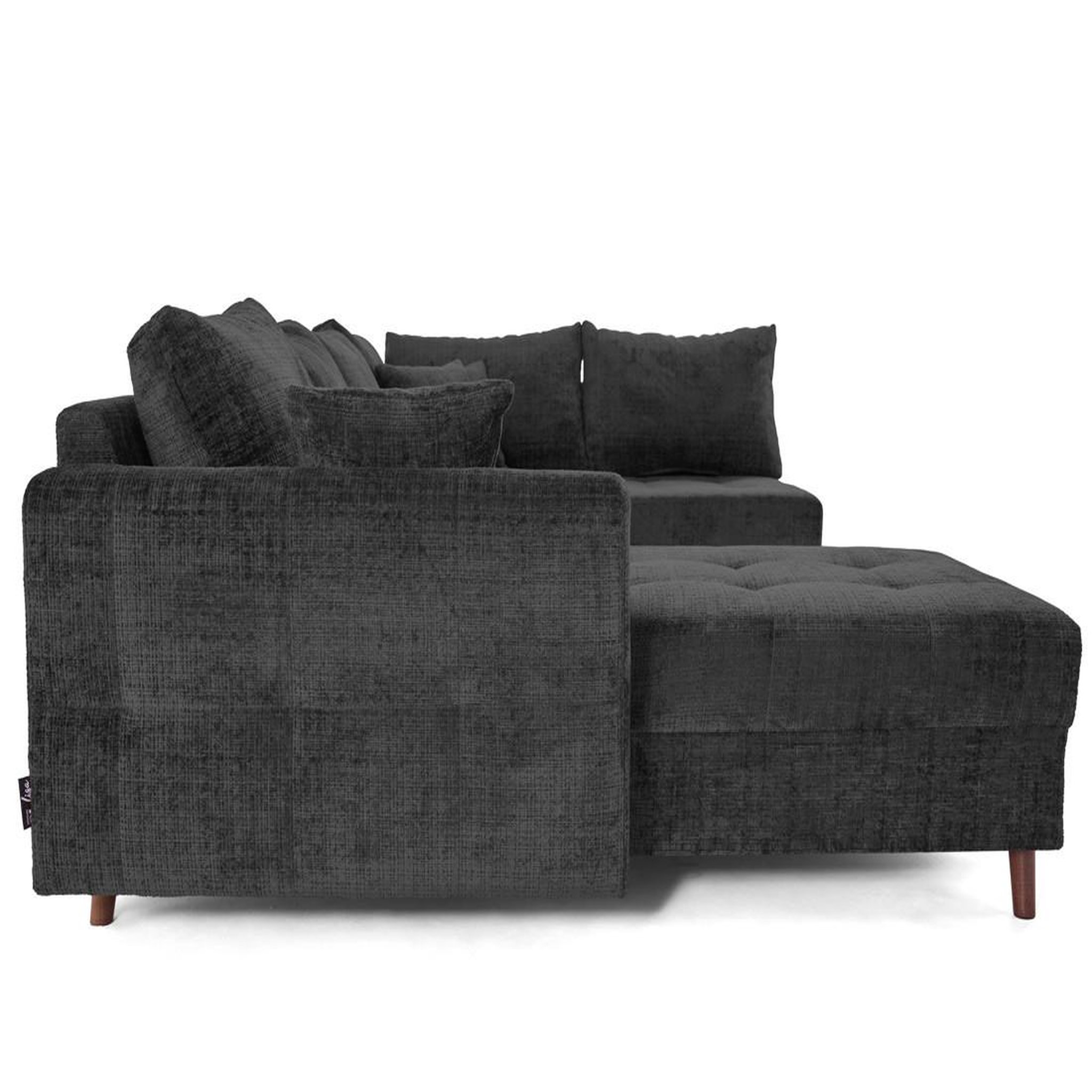 Voir la diapositive 5 : BEST MOBILIER Rune - canapé panoramique d'angle droit 7 places en velours texturé