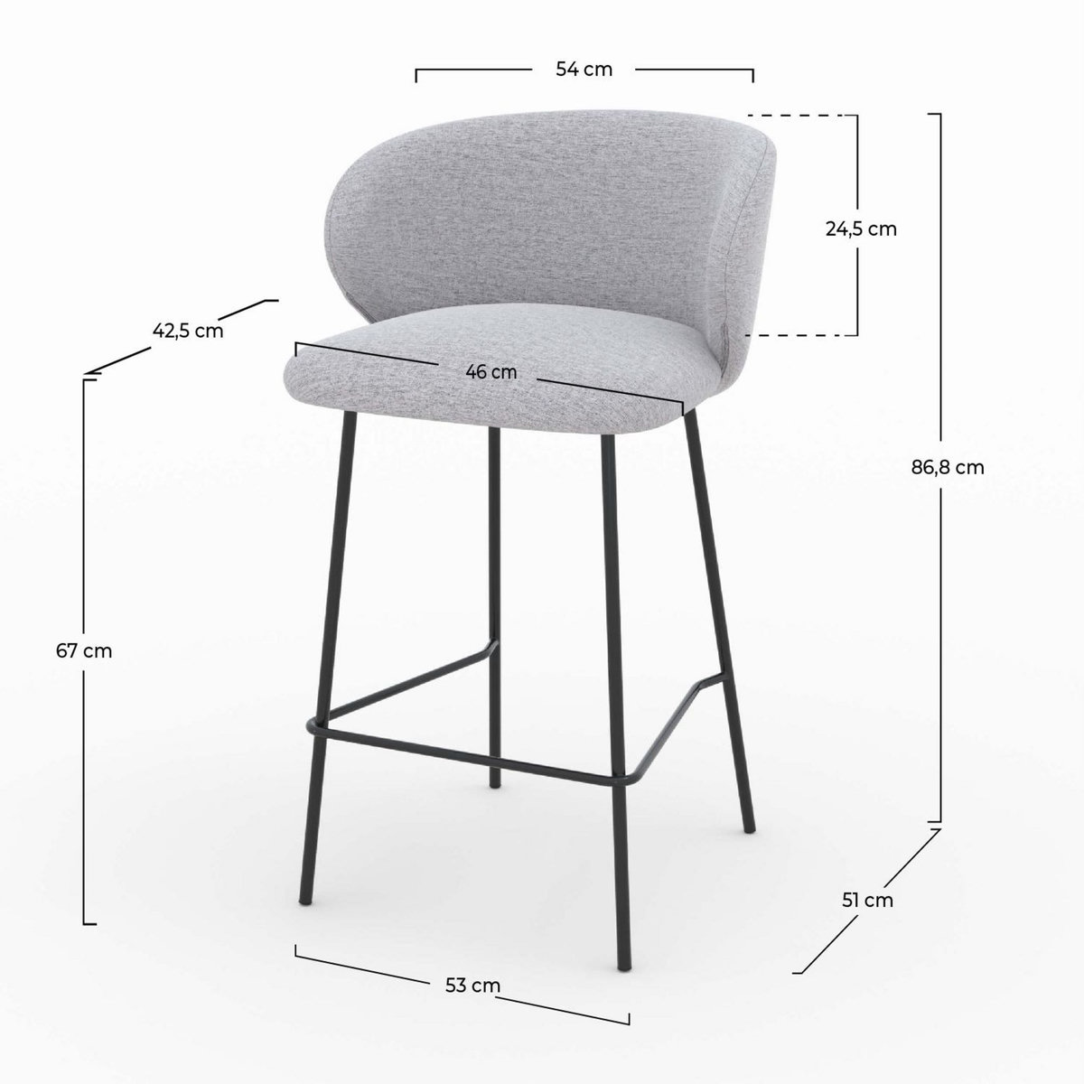 Rendez vous déco Lot de 2 chaises pour îlot central en tissu beige 68 cm - Victoria