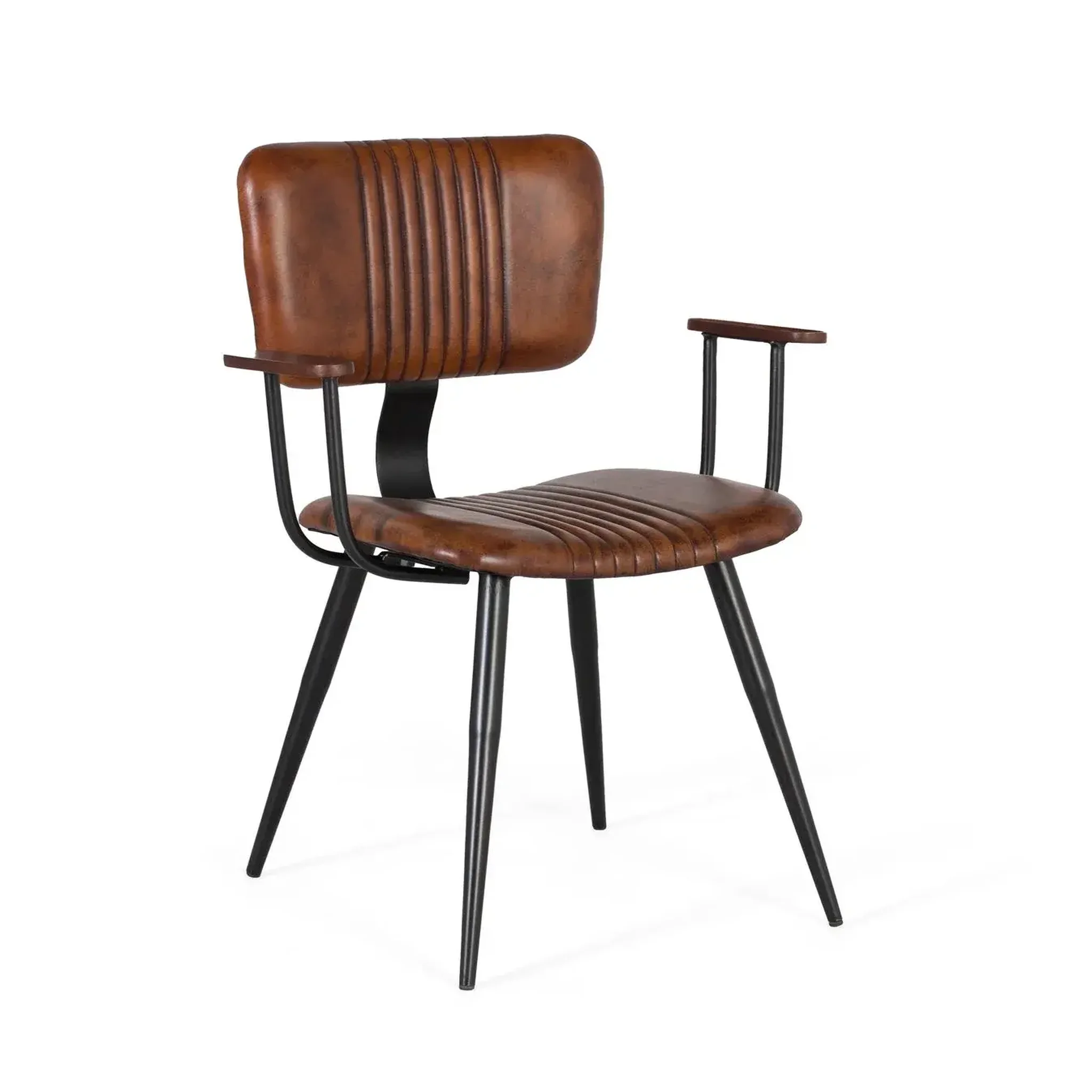 GINER Y COLOMER SL Lot de 2 chaises de cuir bovina 57 cm style vintage industriel